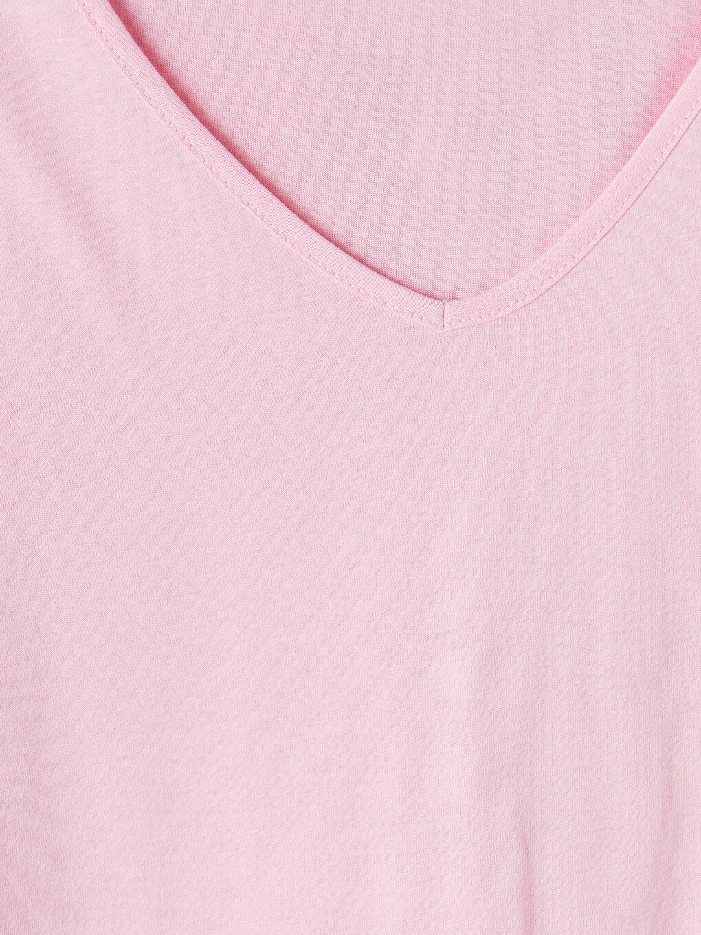Pembe V Yaka %100 Pamuklu Kadın Pijama Üst-5