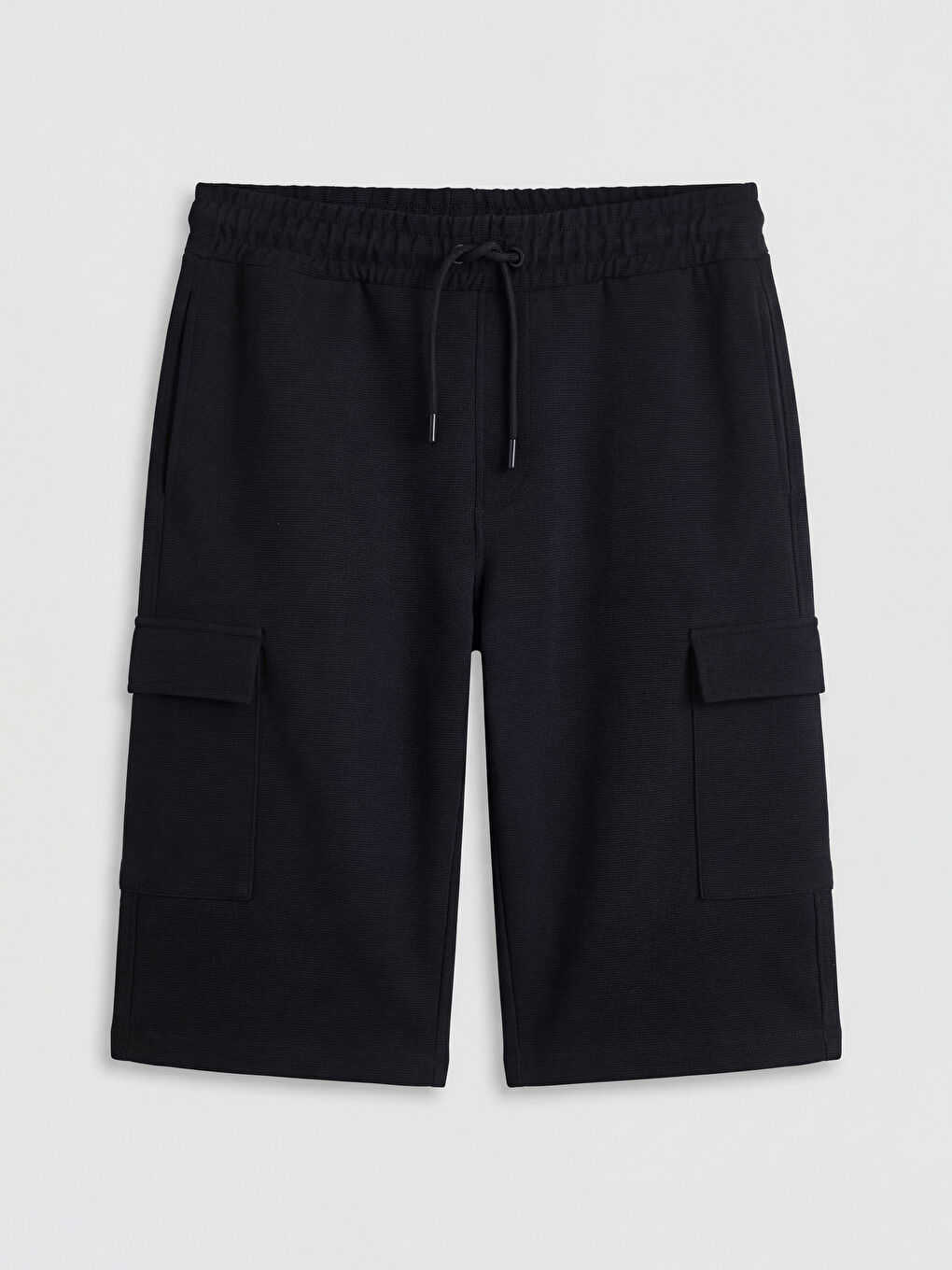 Siyah Standart Kalıp Erkek Kargo Şort