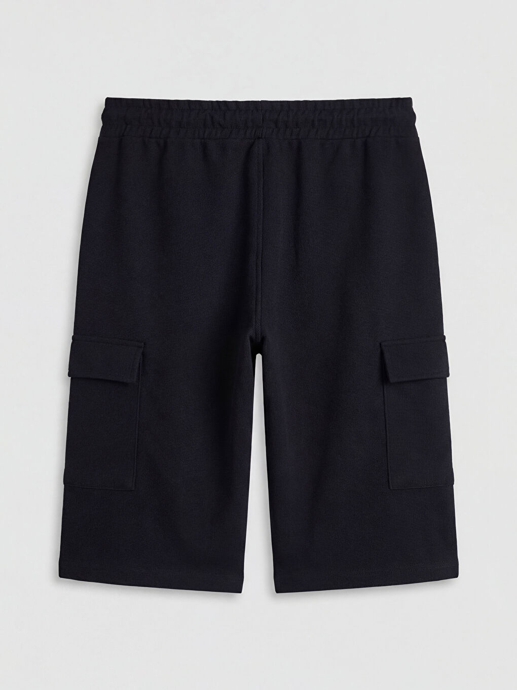 Siyah Standart Kalıp Erkek Kargo Şort-1