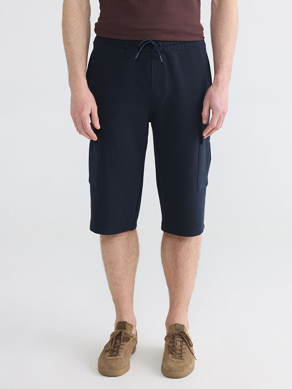 Lacivert Standart Kalıp Erkek Kargo Şort-1