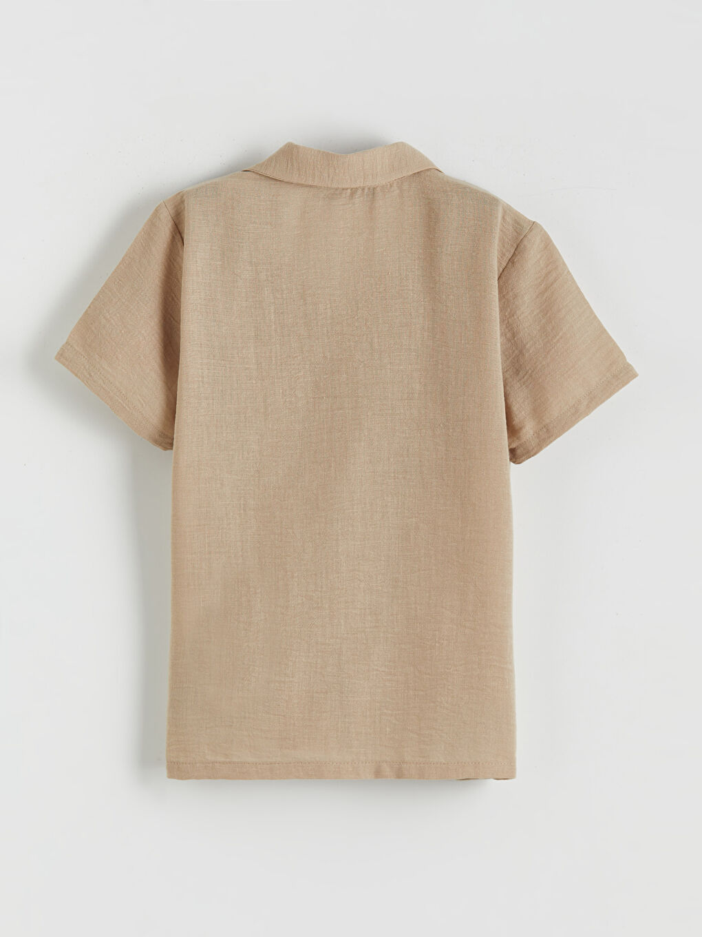Bej Resort Yaka Kısa Kollu Erkek Çocuk Gömlek-1