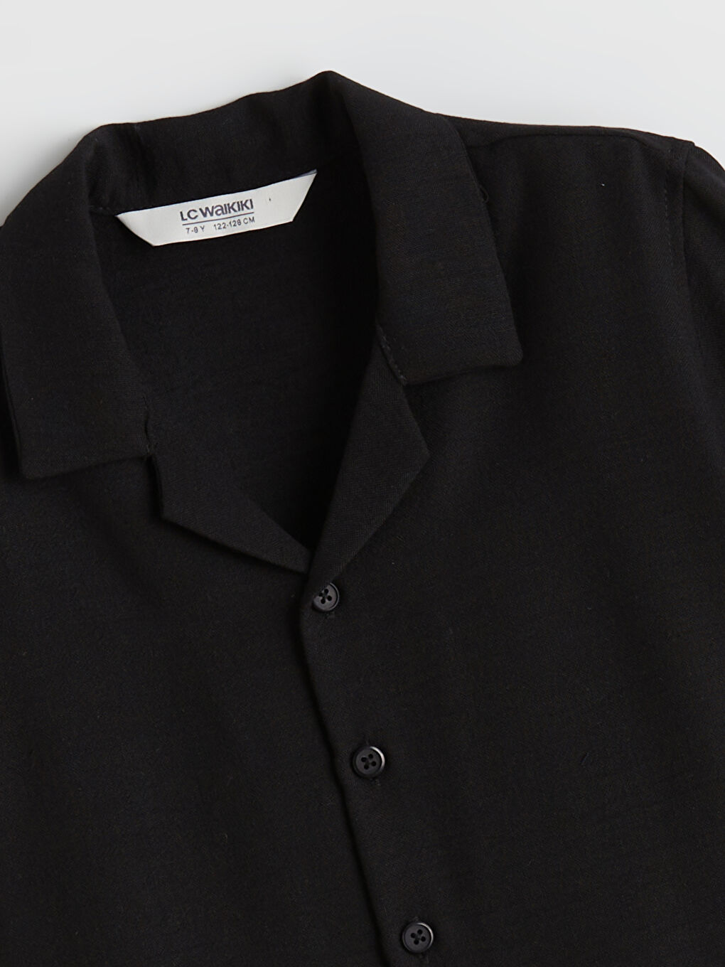 Siyah Kısa Kollu Erkek Çocuk Gömlek-1