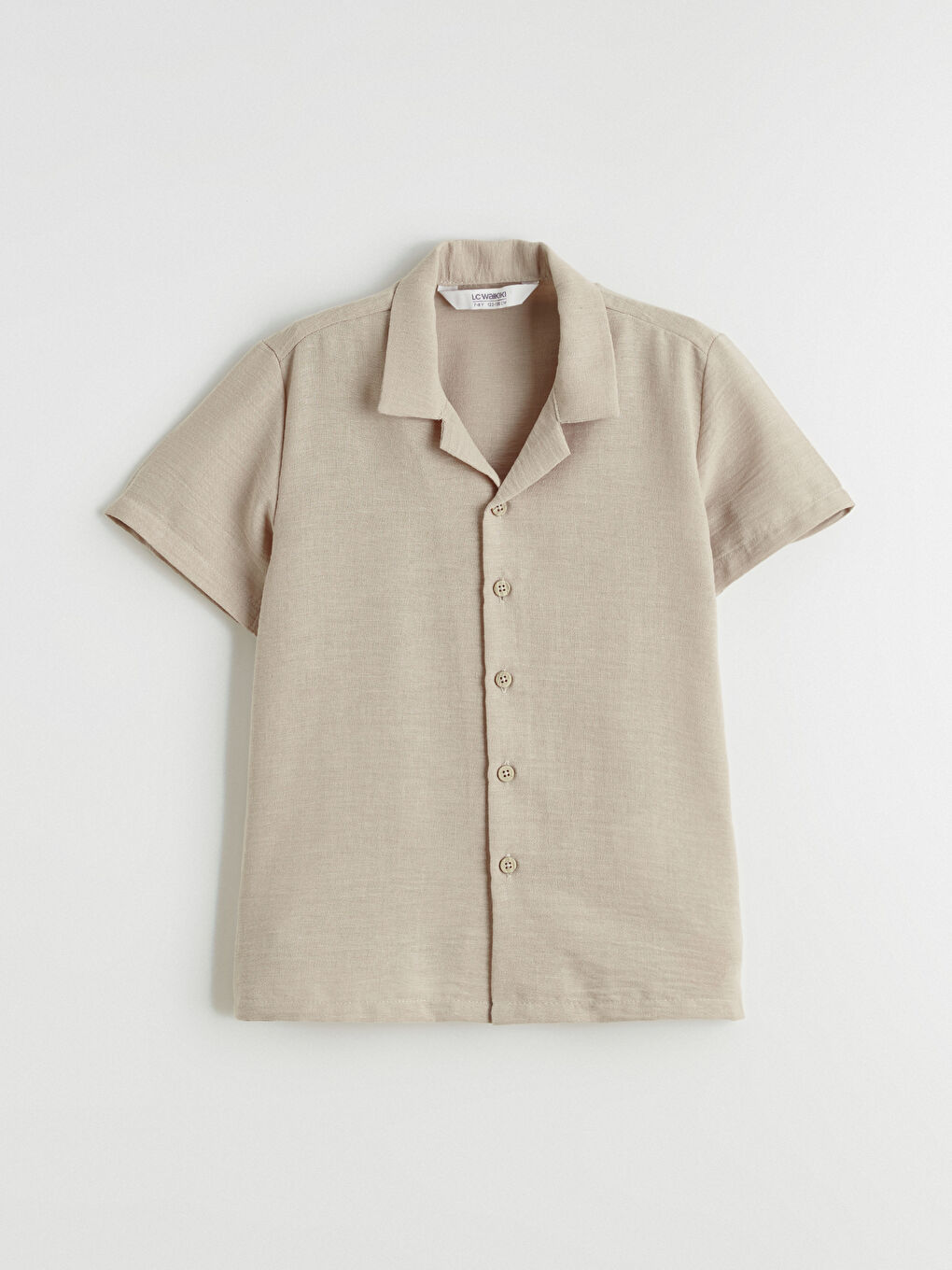 Bej Kısa Kollu Erkek Çocuk Gömlek