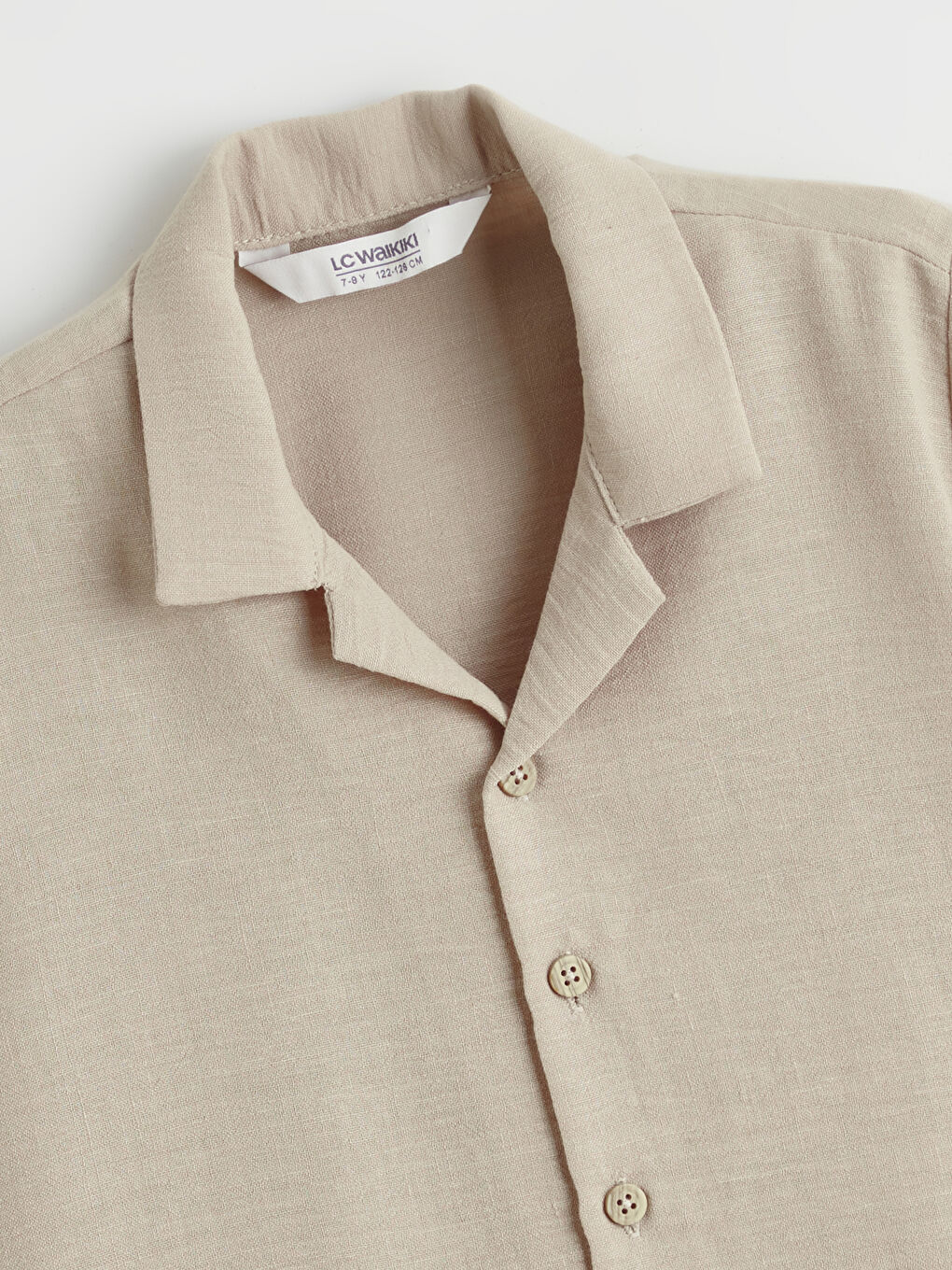 Bej Kısa Kollu Erkek Çocuk Gömlek-1