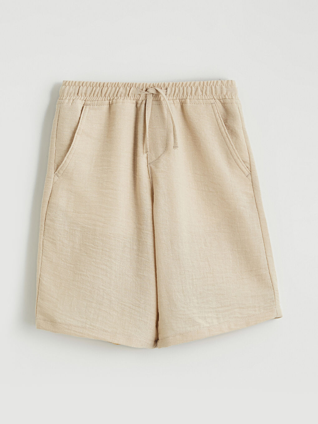 Bej Beli Lastikli Erkek Çocuk Şort