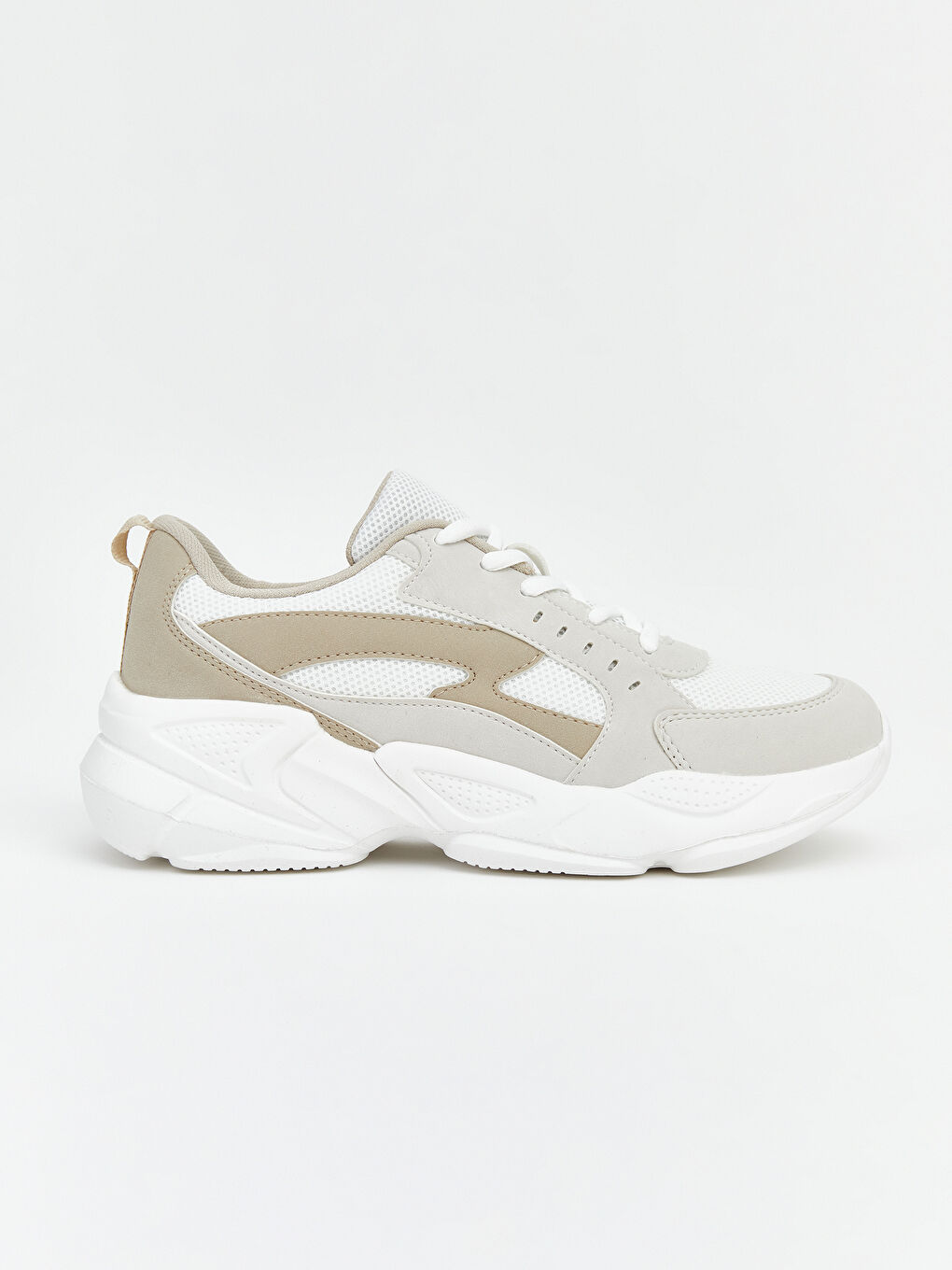 Bej Kalın Tabanlı Kadın Spor Ayakkabı-1