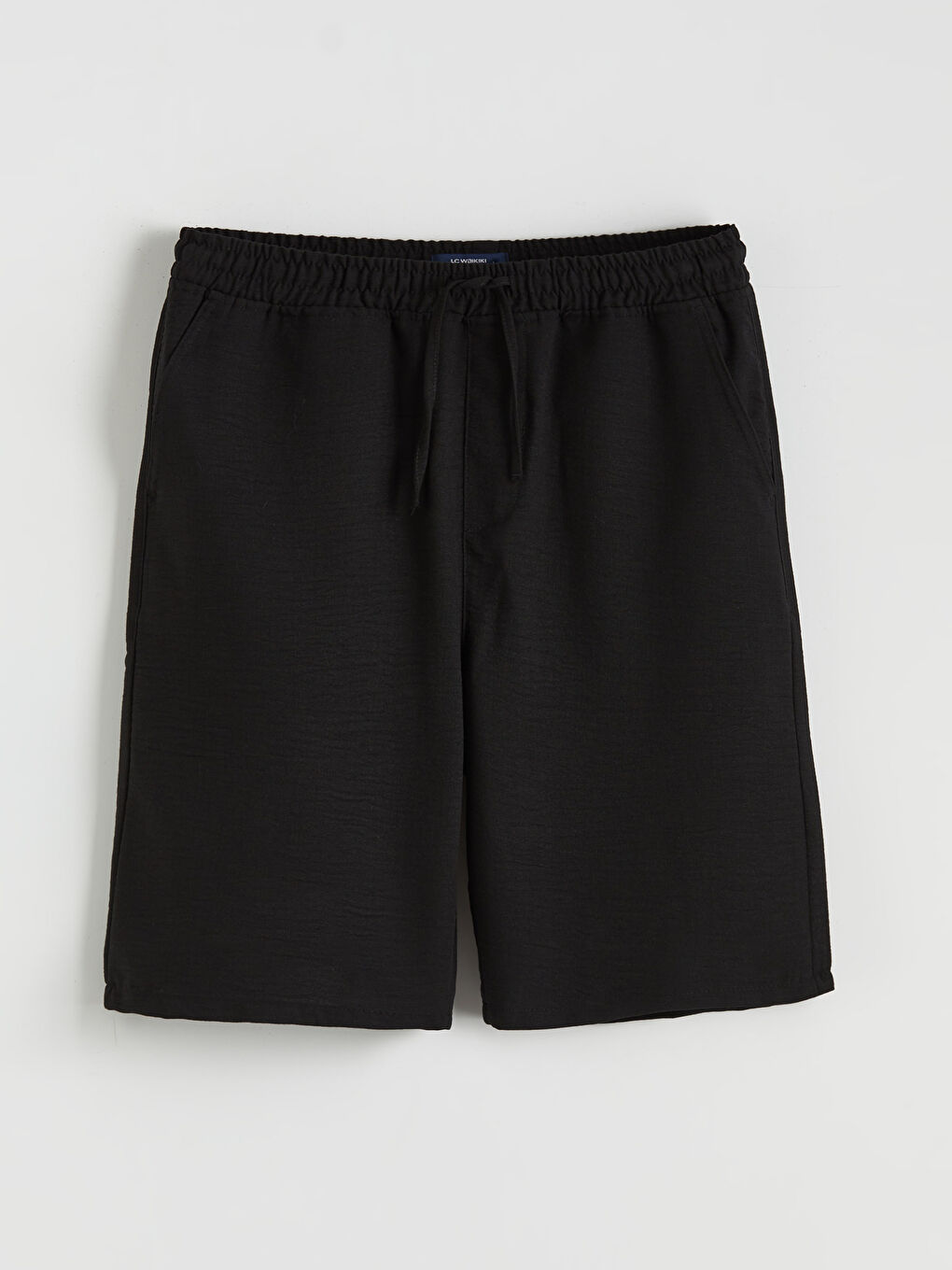 Siyah Rahat Kalıp Armürlü Erkek Şort-4