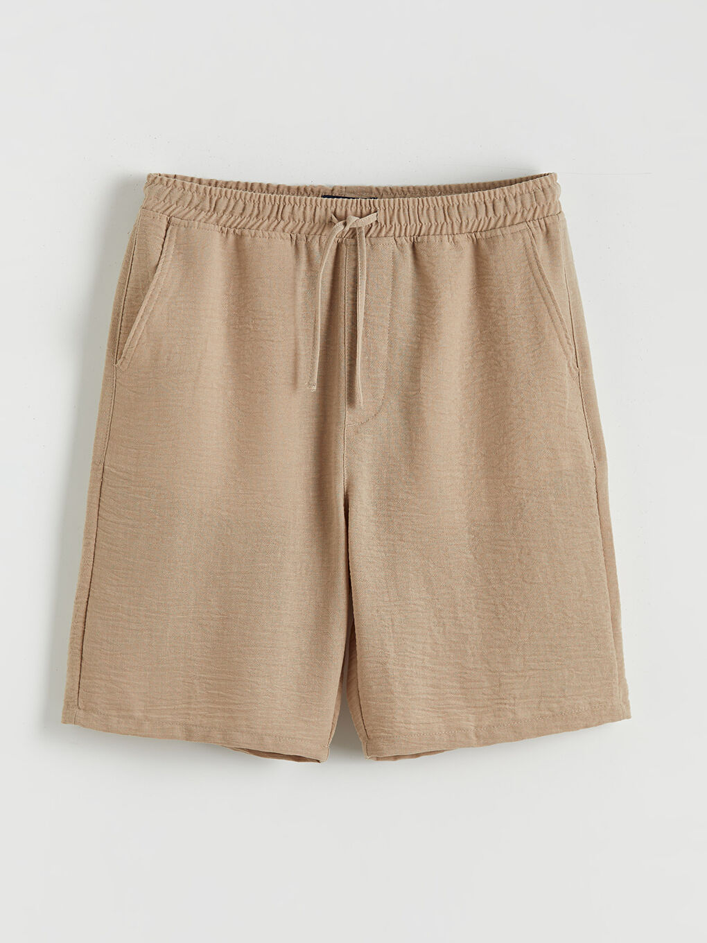 Bej Rahat Kalıp Armürlü Erkek Şort-4