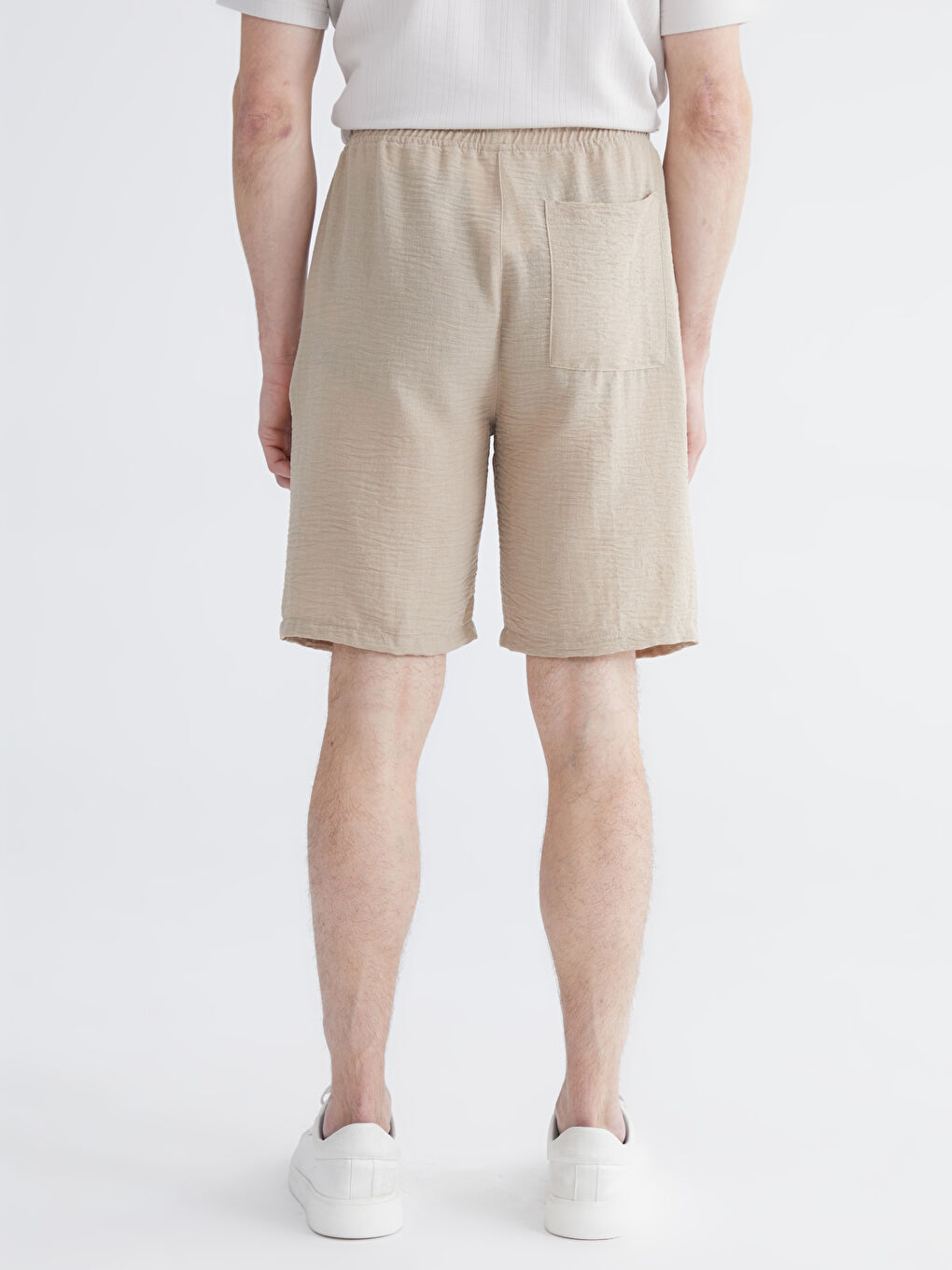 Bej Rahat Kalıp Armürlü Erkek Şort-3