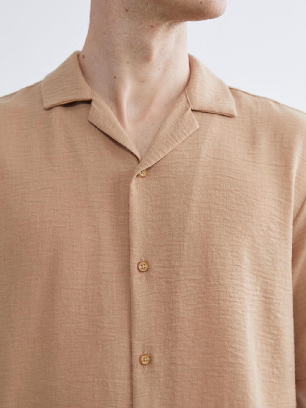 Kahverengi Rahat Kalıp Armürlü Erkek Gömlek-2