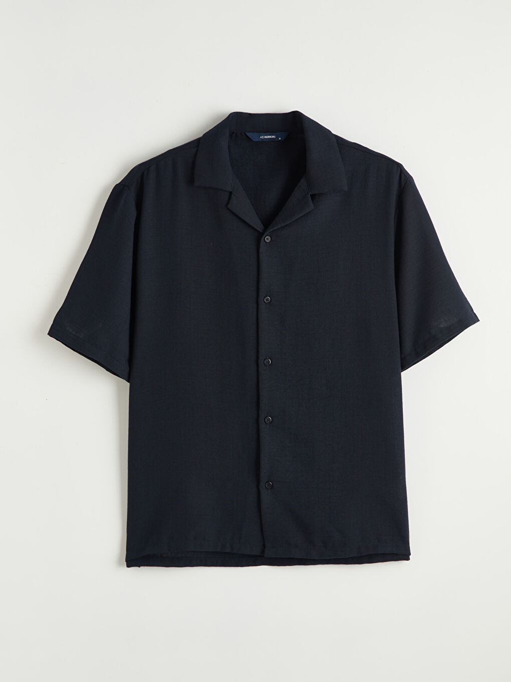 Lacivert Rahat Kalıp Armürlü Erkek Gömlek-4