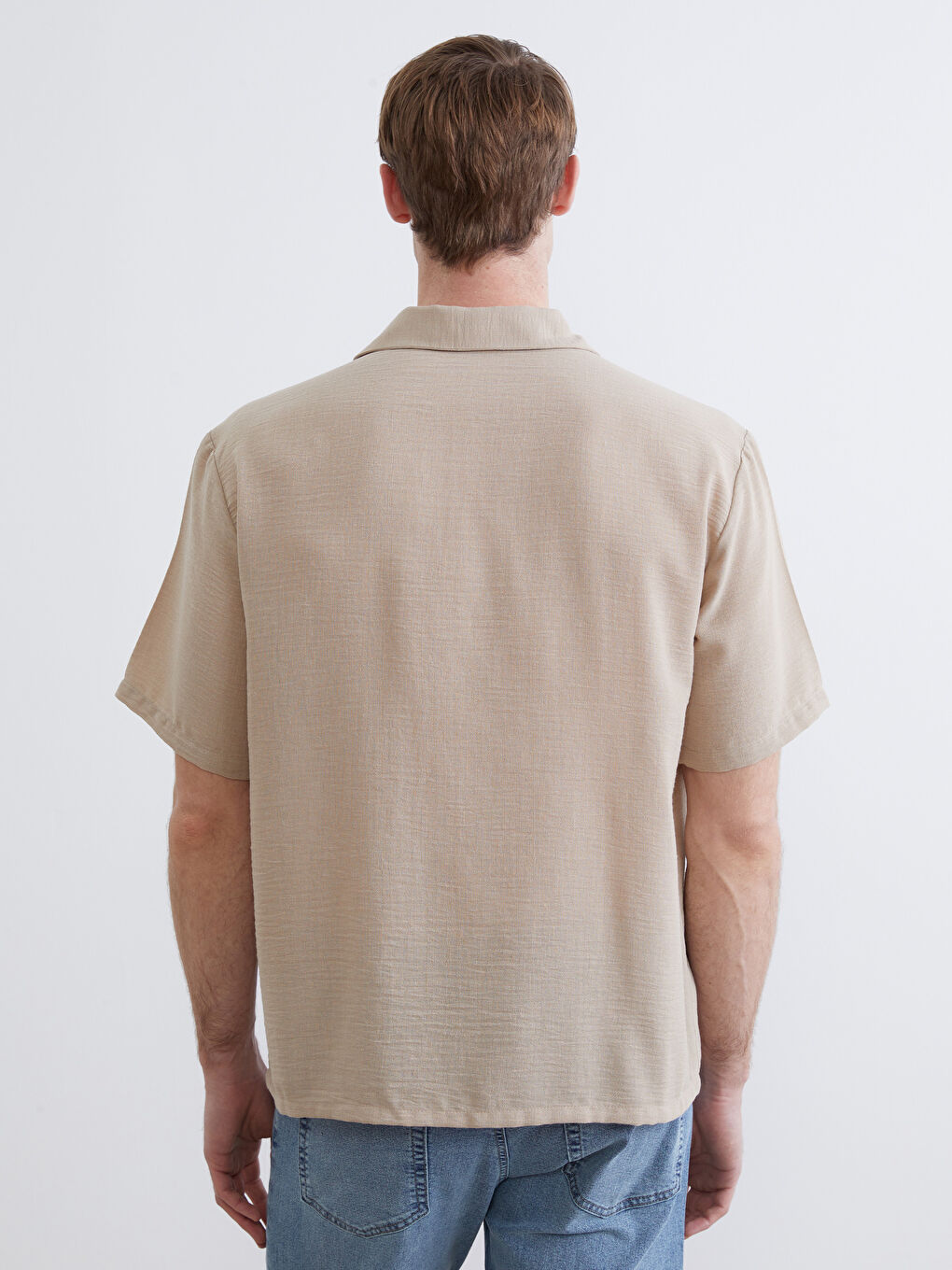 Bej Rahat Kalıp Armürlü Erkek Gömlek-3