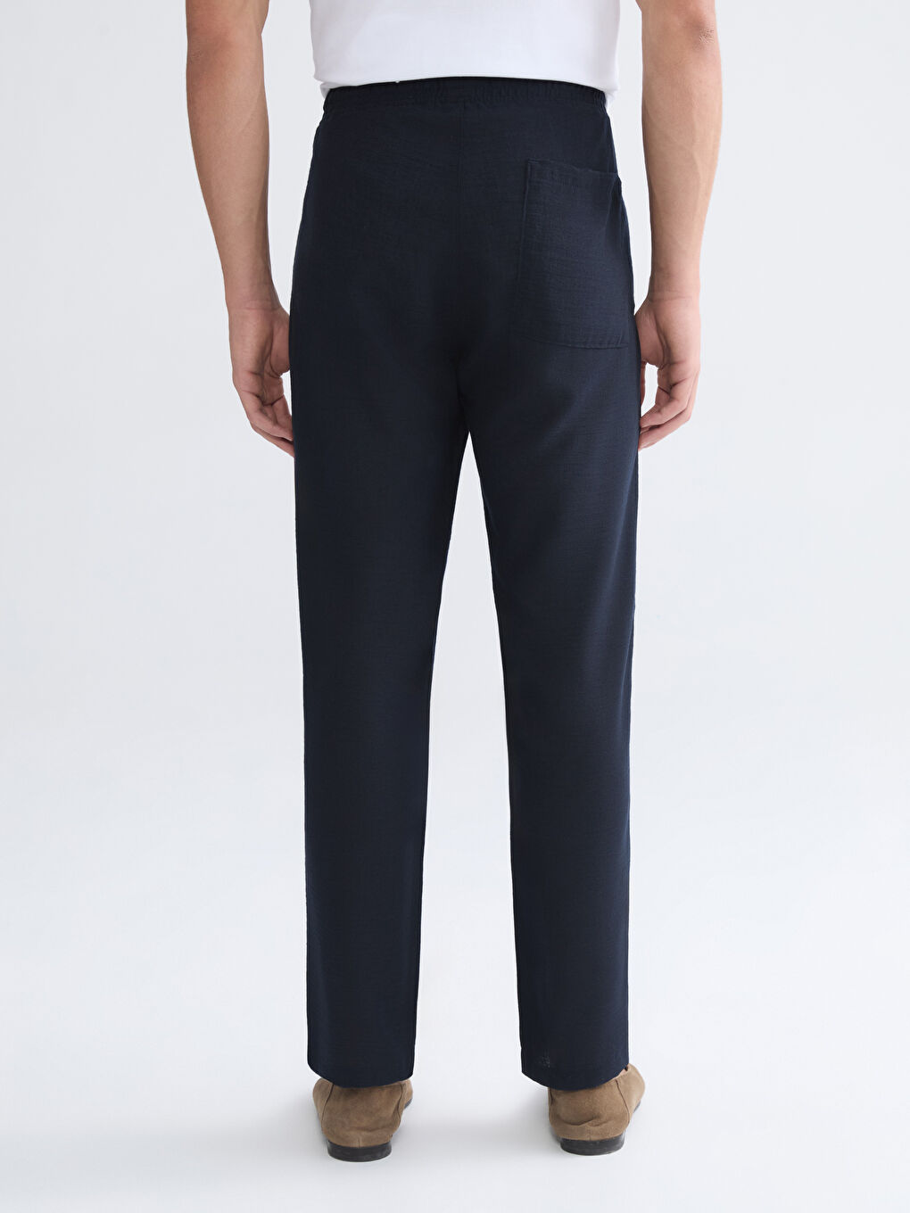 Lacivert Rahat Kalıp Armürlü Erkek Pantolon-3