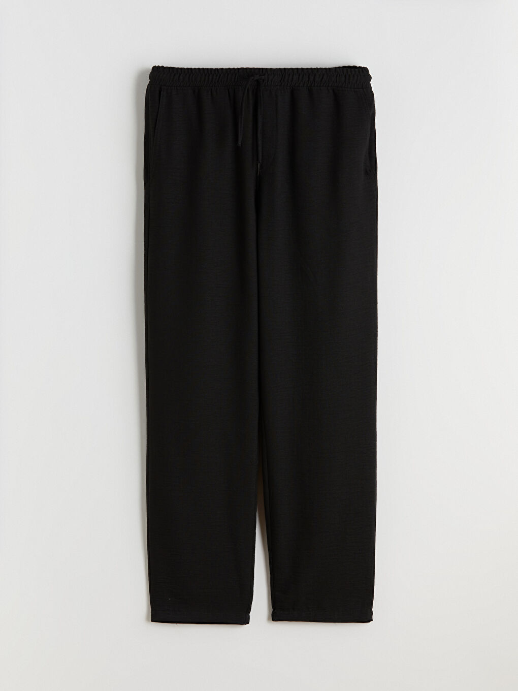 Siyah Rahat Kalıp Armürlü Erkek Pantolon-4