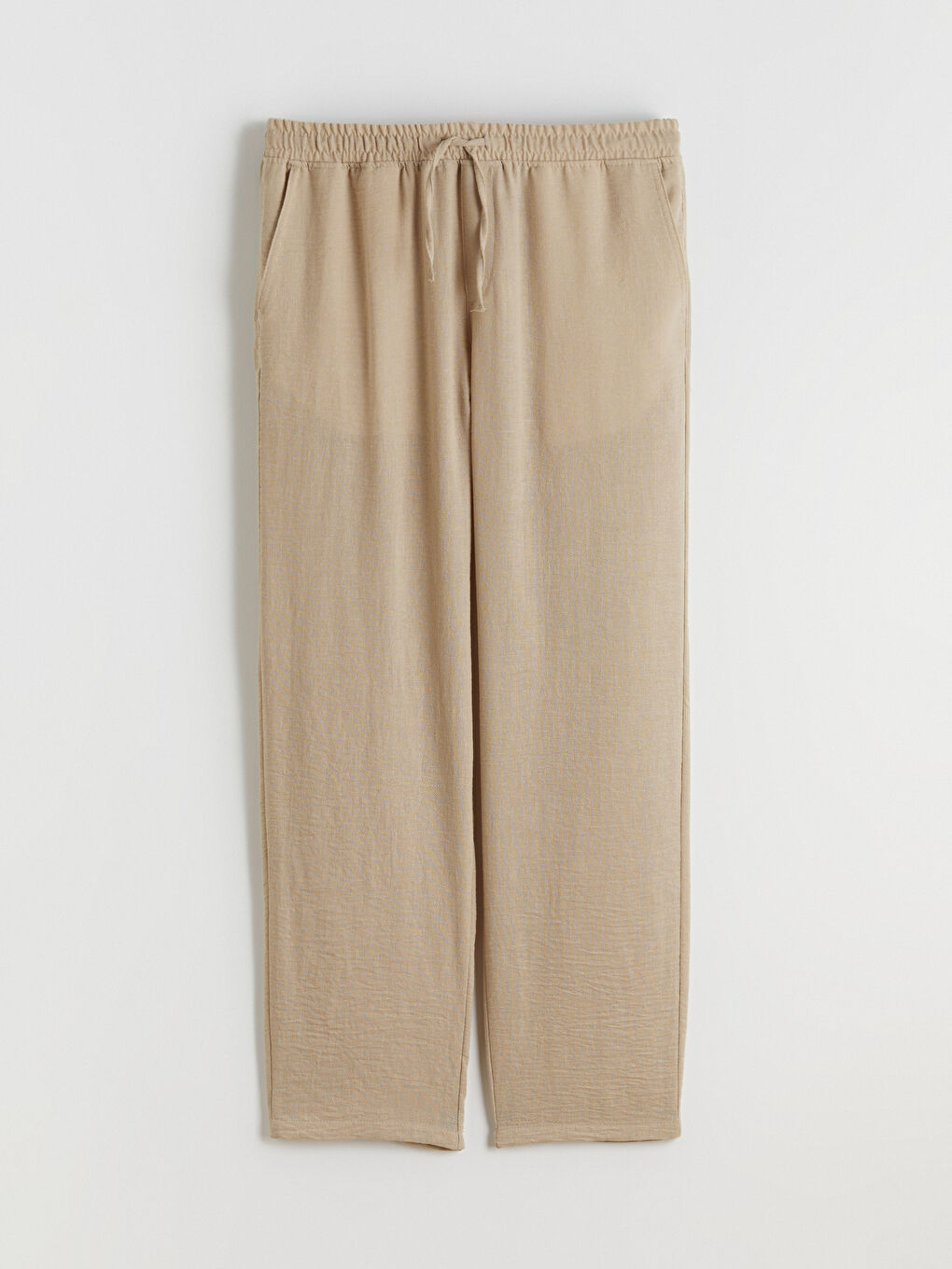 Bej Rahat Kalıp Armürlü Erkek Pantolon-4