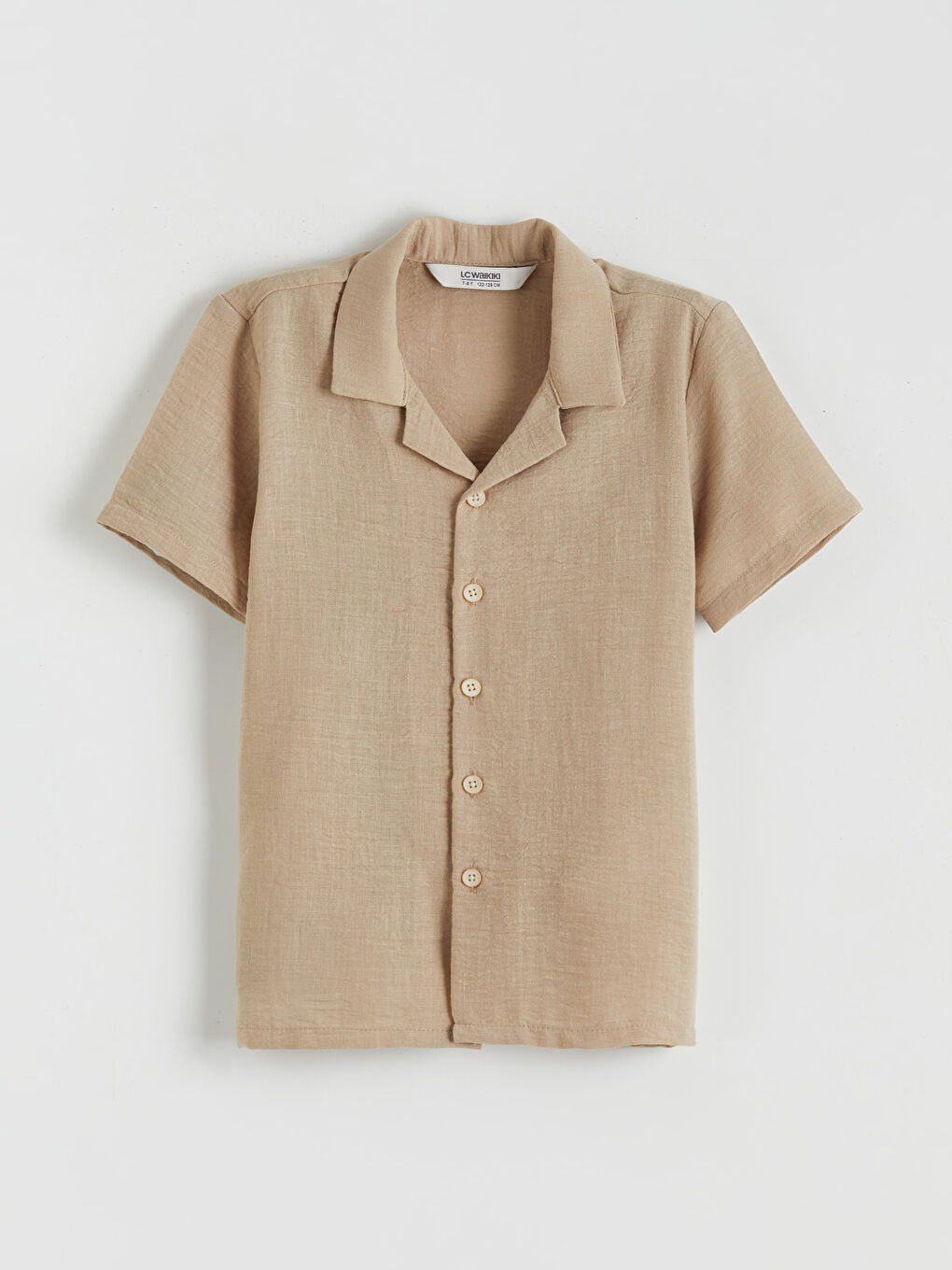 Bej Kısa Kollu Erkek Çocuk Gömlek ve Pantolon-1