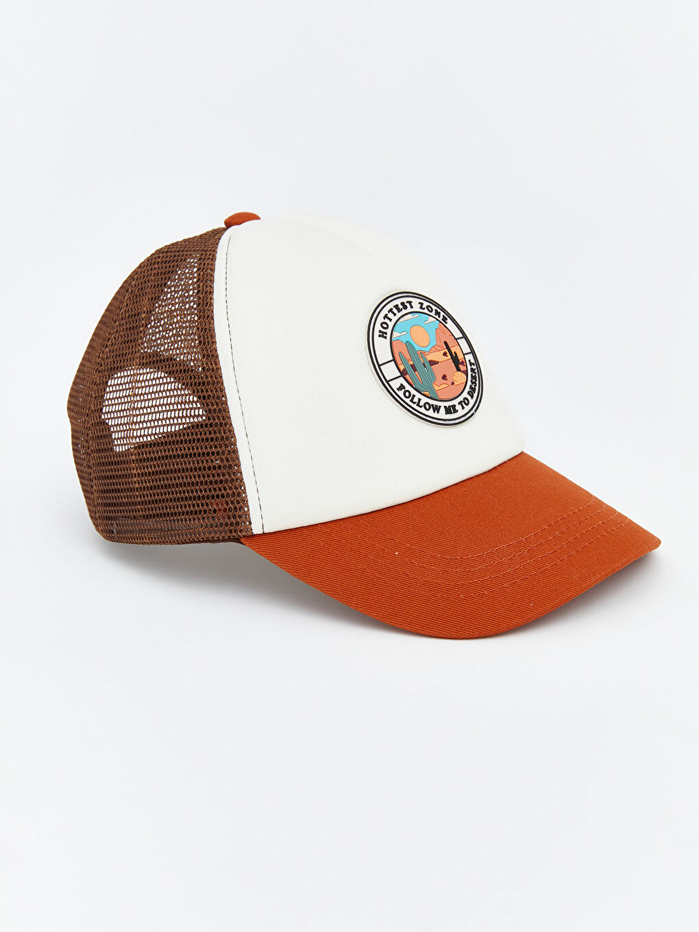 Ekru Nakışlı Erkek Bebek Kep Şapka-1