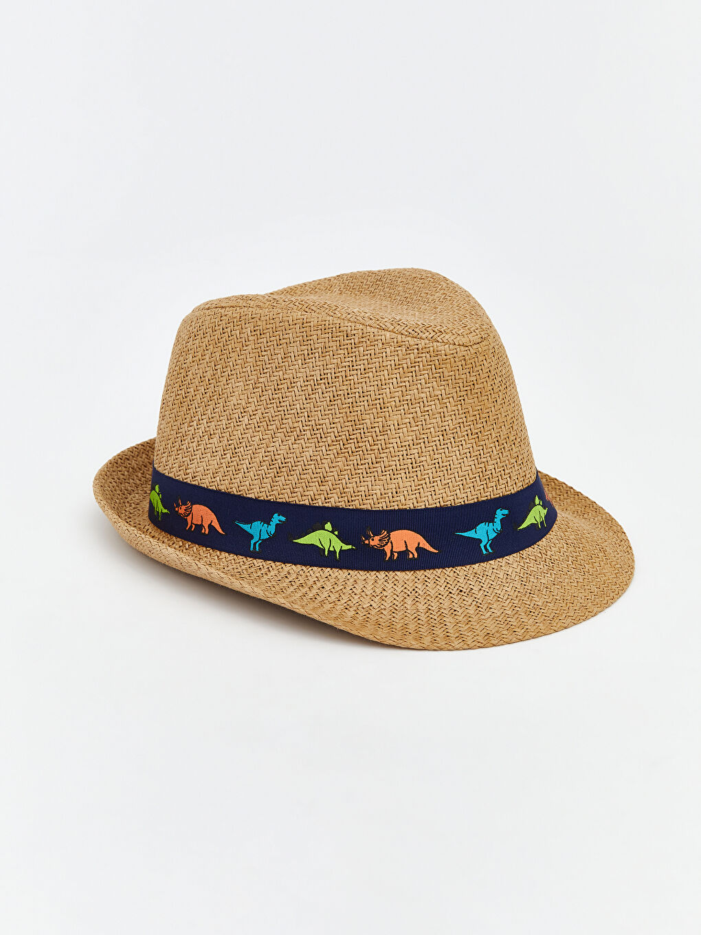 Bej Dinozor Baskılı Erkek Bebek Şapka -1