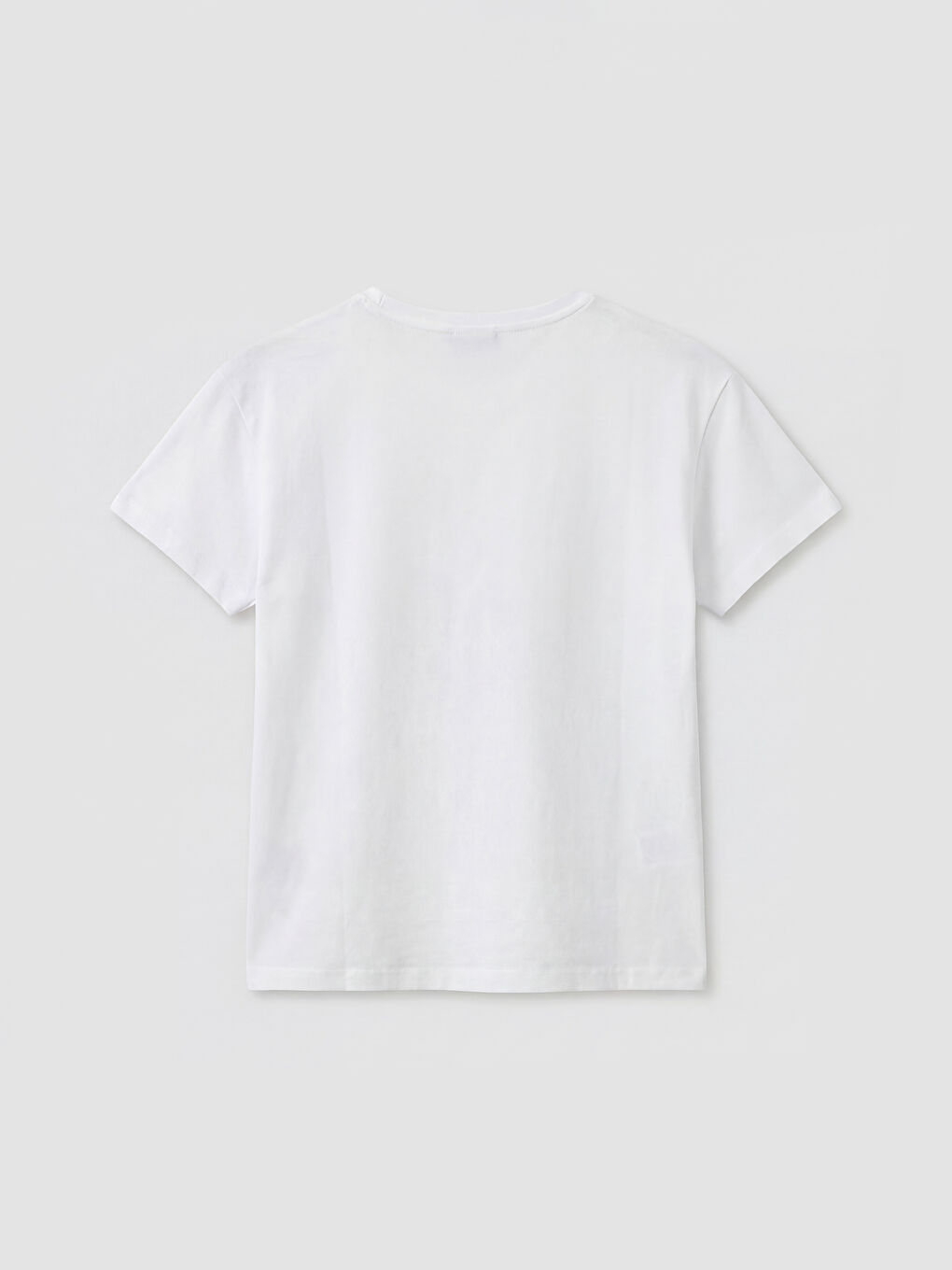 Bisiklet Yaka Kedi Baskılı Kız Çocuk Tişört-1