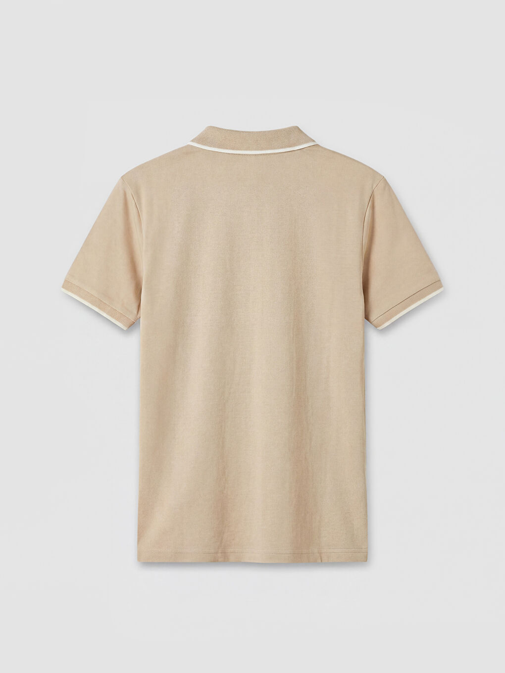 Bej Polo Yaka Dokulu Erkek Çocuk Tişört-1