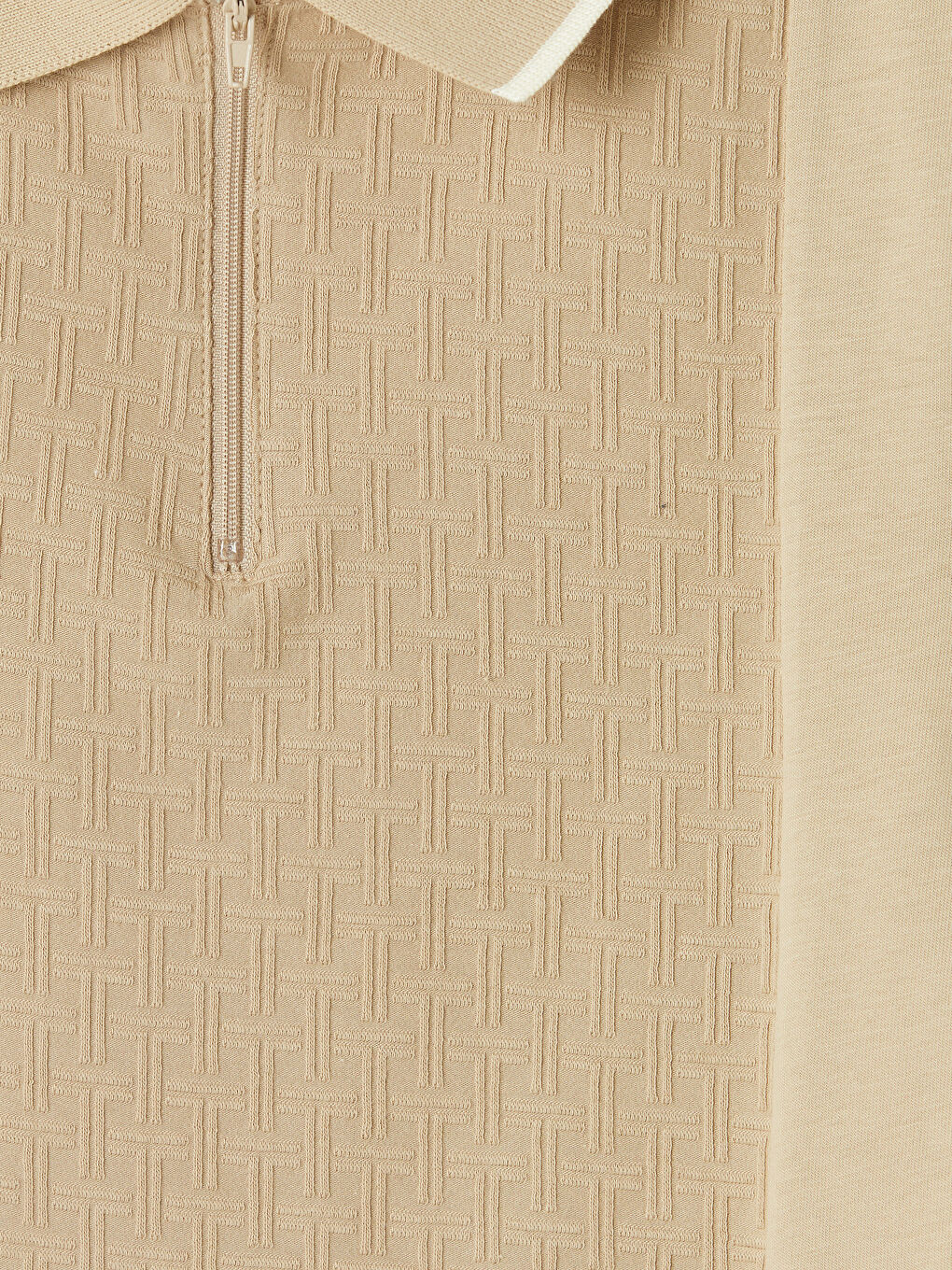 Bej Polo Yaka Dokulu Erkek Çocuk Tişört-2