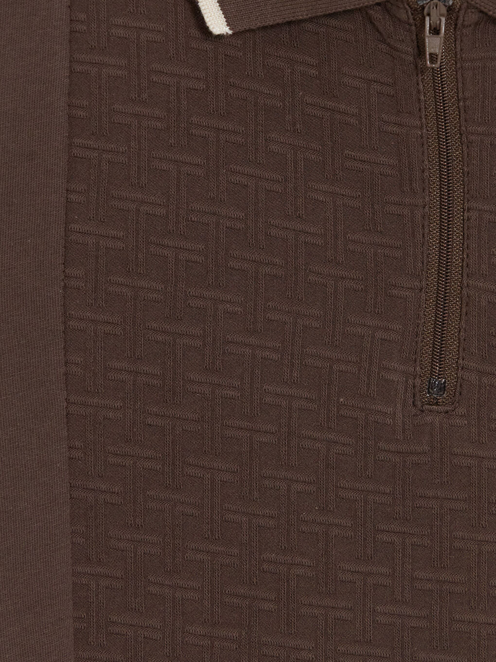 Kahverengi Dokulu Desenli Polo Yaka Erkek Çocuk Tişört-2