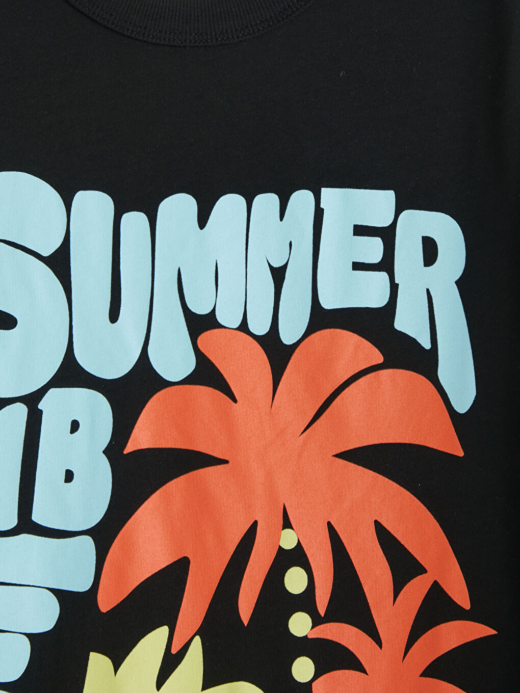 Siyah Bisiklet Yaka Baskılı Erkek Çocuk Tişört-2