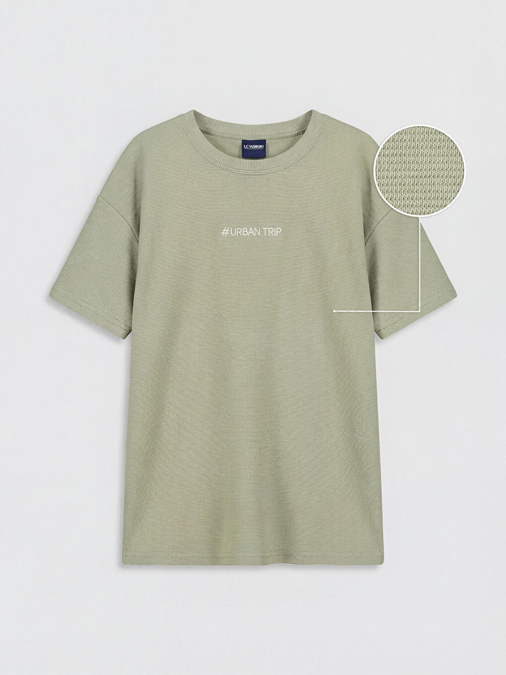 Gri Bisiklet Yaka Nakışlı Erkek Çocuk Tişört