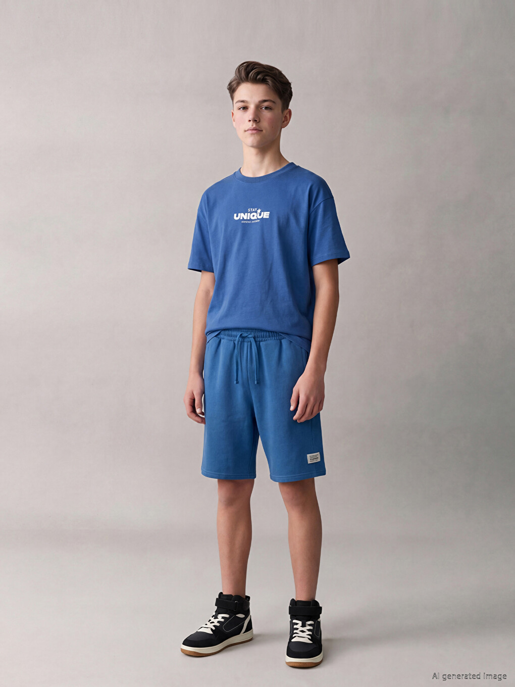 Crew Neck Slogan Printed Boys' T-Shirt-2