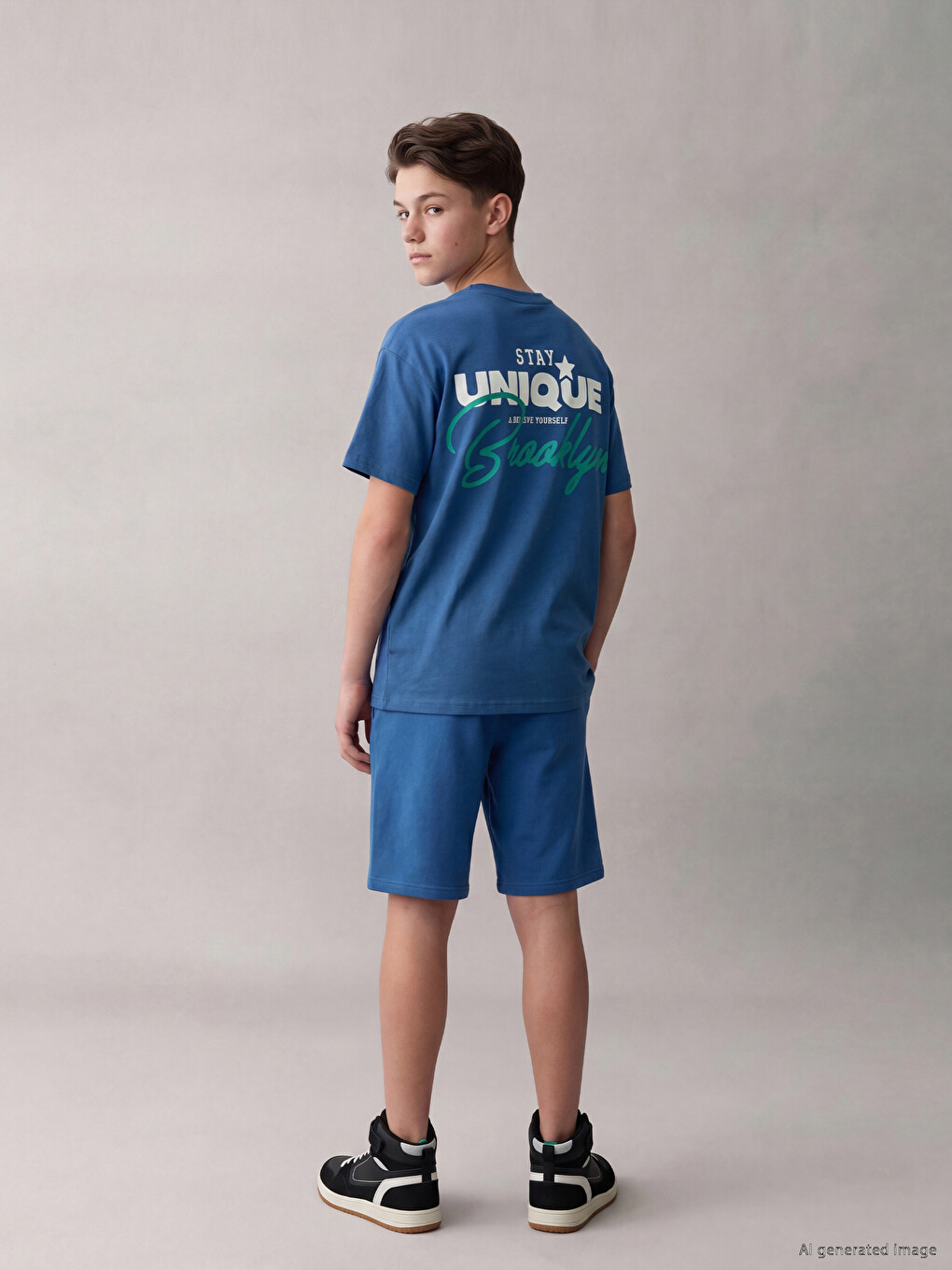 Crew Neck Slogan Printed Boys' T-Shirt-1