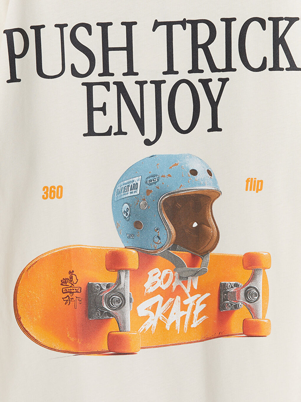 Bej Bisiklet Yaka Baskılı Erkek Çocuk Tişört-3