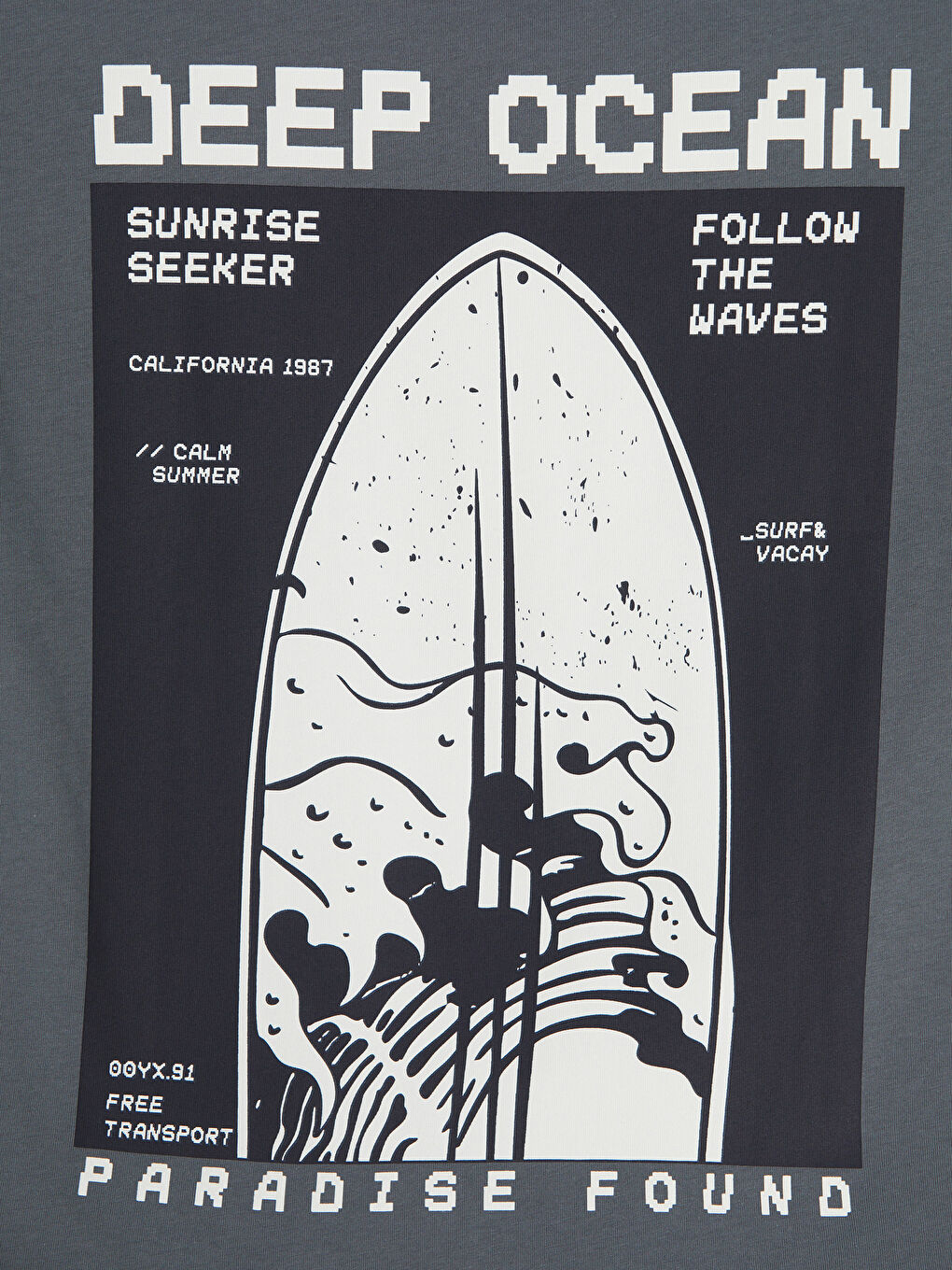 Gri Bisiklet Yaka Baskılı Erkek Çocuk Tişört-2