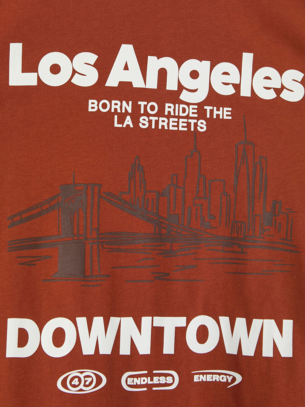 Turuncu Bisiklet Yaka Los Angeles Baskılı Erkek Çocuk Tişört-2