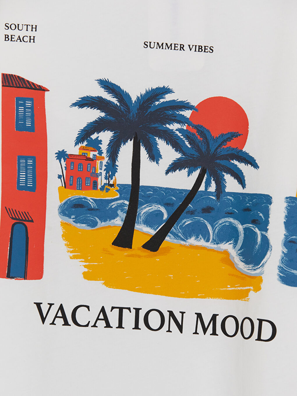 Beyaz Bisiklet Yaka Baskılı Erkek Çocuk Tişört-2