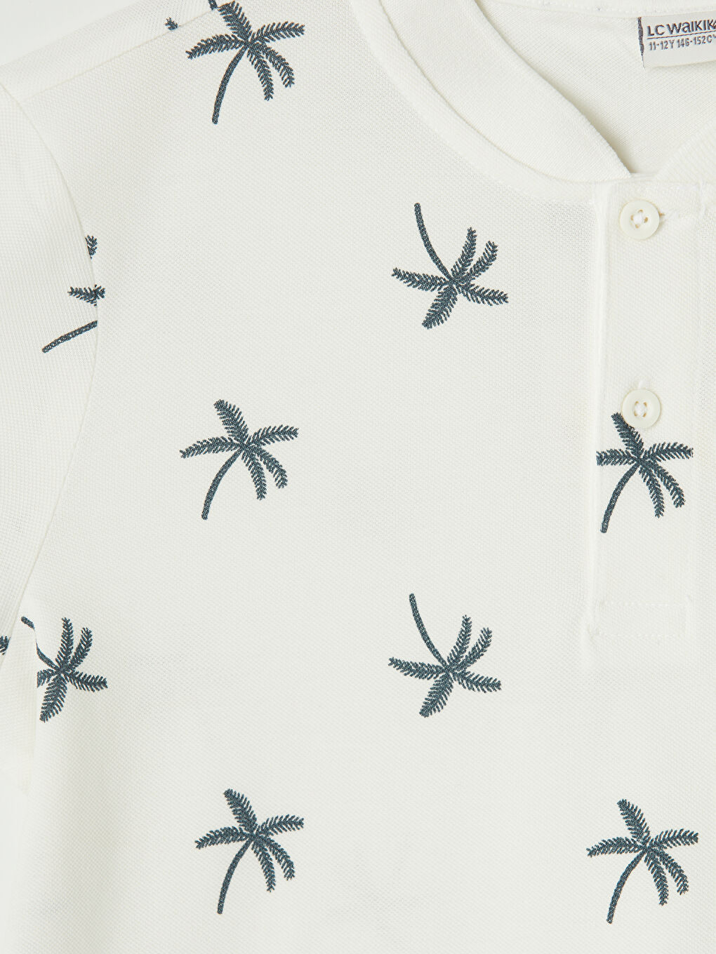 Ekru Hakim Yaka Desenli Erkek Çocuk Tişört-2