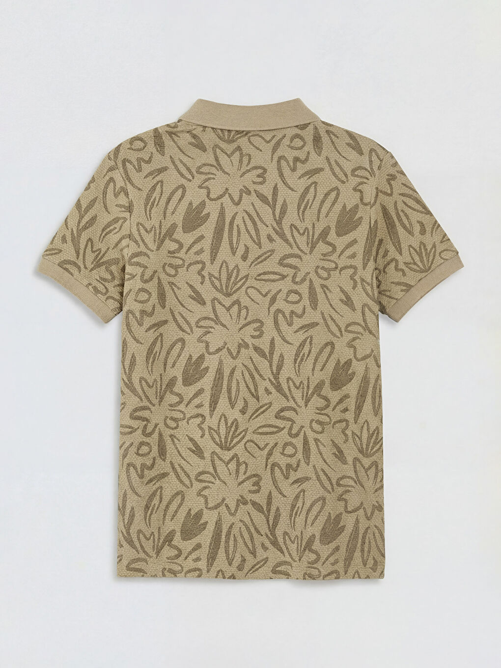 Haki Polo Yaka Desenli Erkek Çocuk Tişört-1