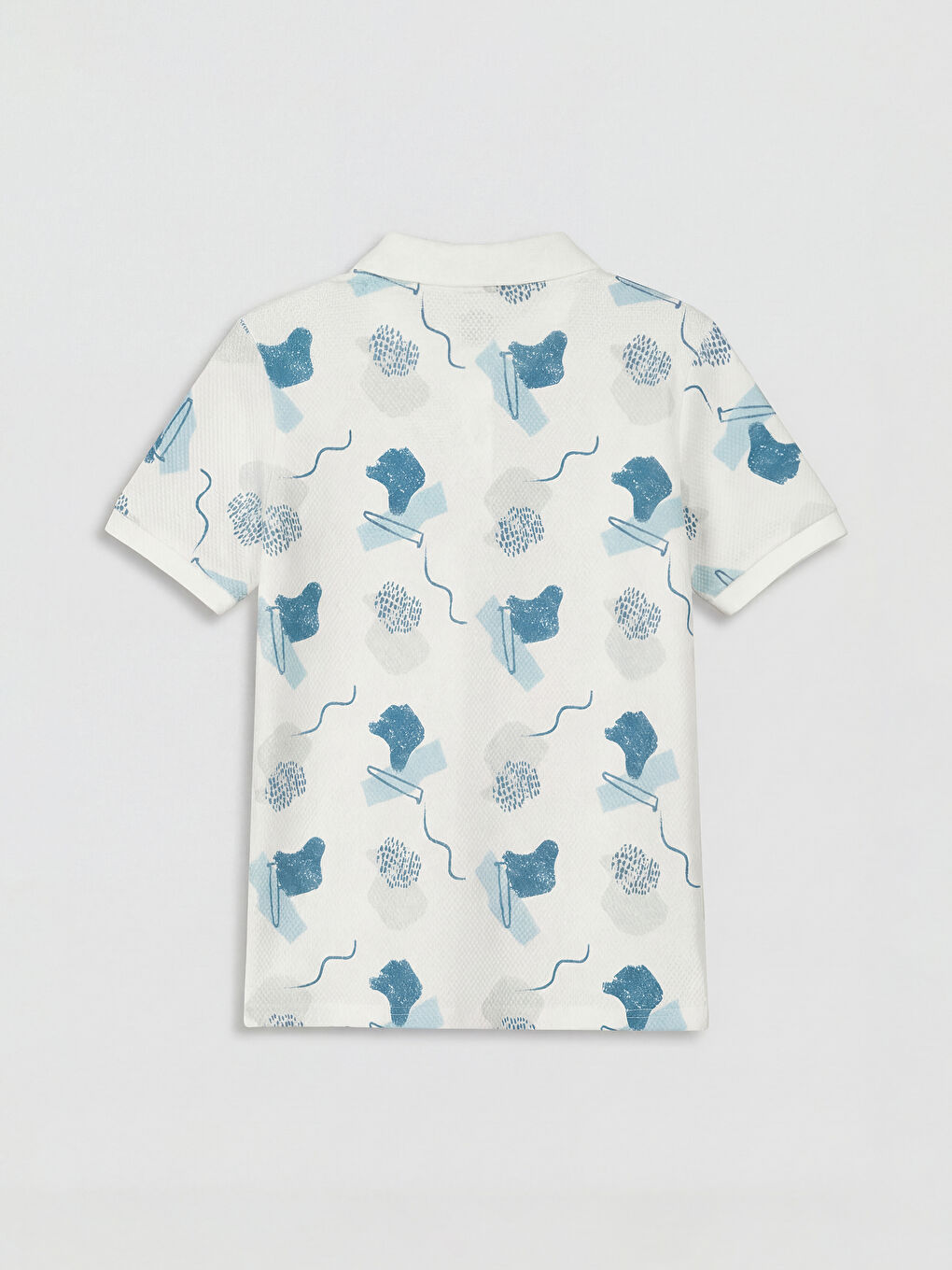 Mavi Polo Yaka Desenli Erkek Çocuk Tişört-1