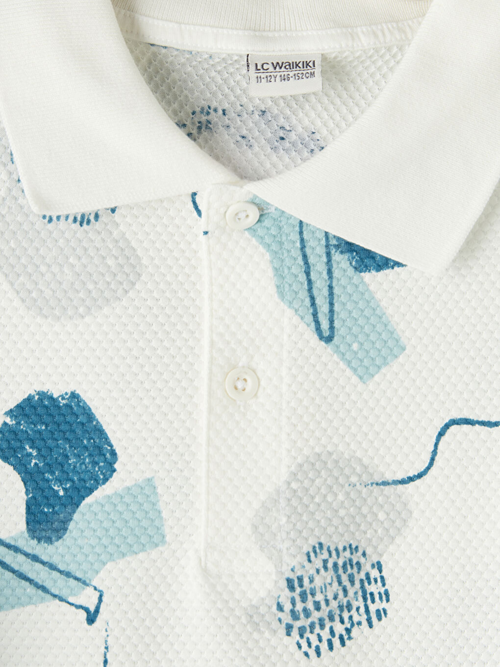 Mavi Polo Yaka Desenli Erkek Çocuk Tişört-2