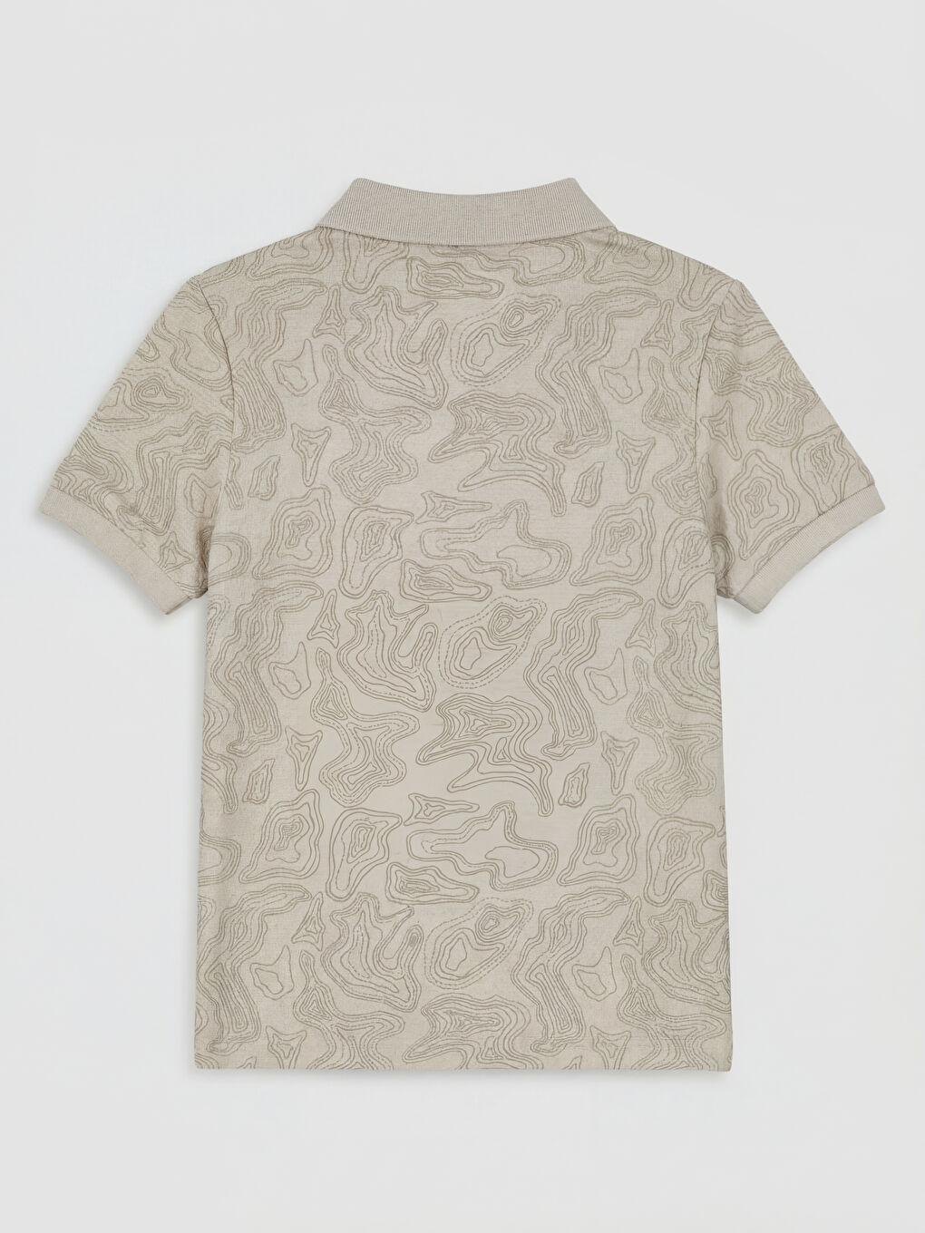 Bej Polo Yaka Desenli Erkek Çocuk Tişört-1