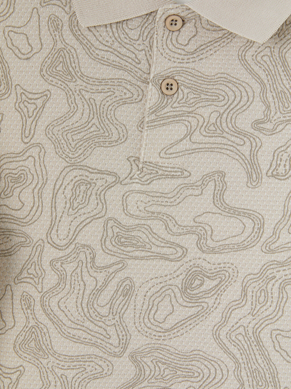 Bej Polo Yaka Desenli Erkek Çocuk Tişört-2