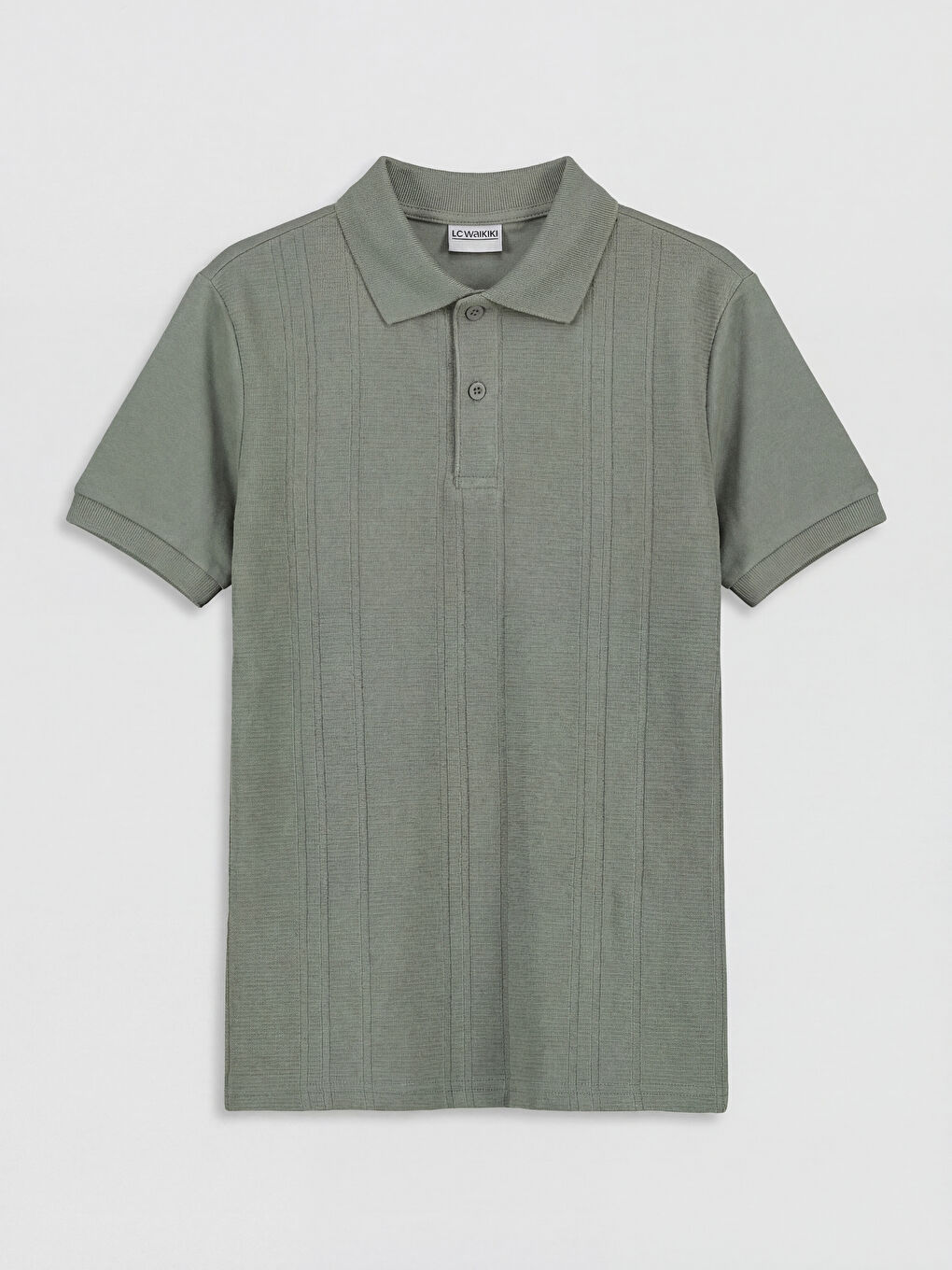 Haki Polo Yaka Armürlü Kısa Kollu Erkek Çocuk Tişört