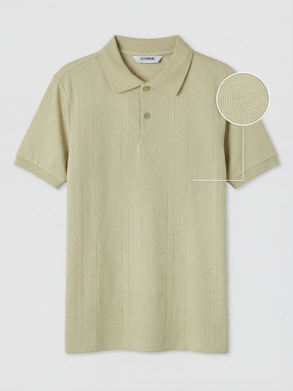 Haki Polo Yaka Dokulu Erkek Çocuk Tişört