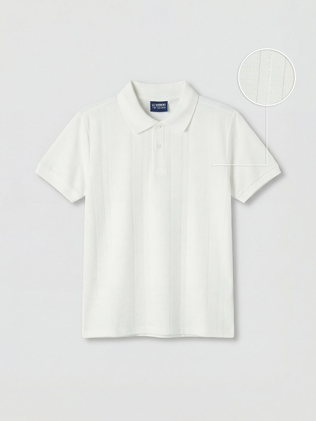 Ekru Polo Yaka Dokulu Erkek Çocuk Tişört