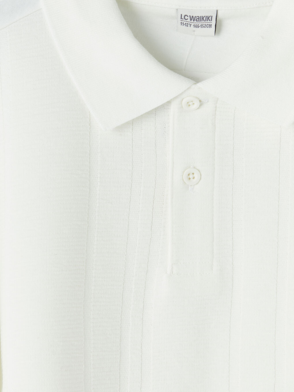 Ekru Polo Yaka Dokulu Erkek Çocuk Tişört-2