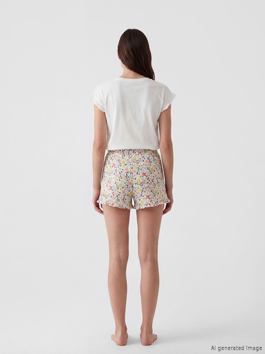 Crew Neck Floral Women's Shortie Pyjamas Set-3