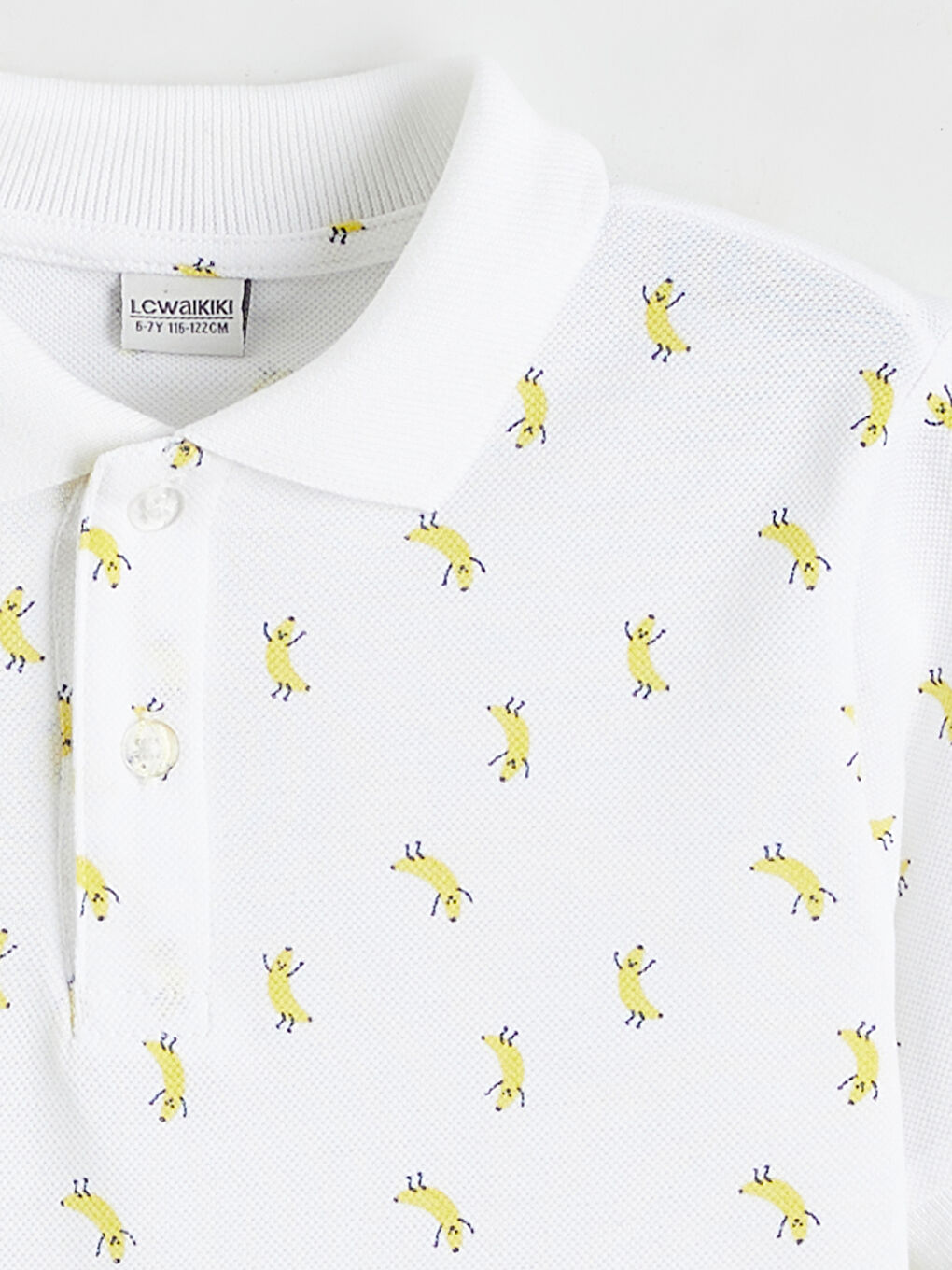 Beyaz Polo Yaka Baskılı Erkek Çocuk Tişört-1