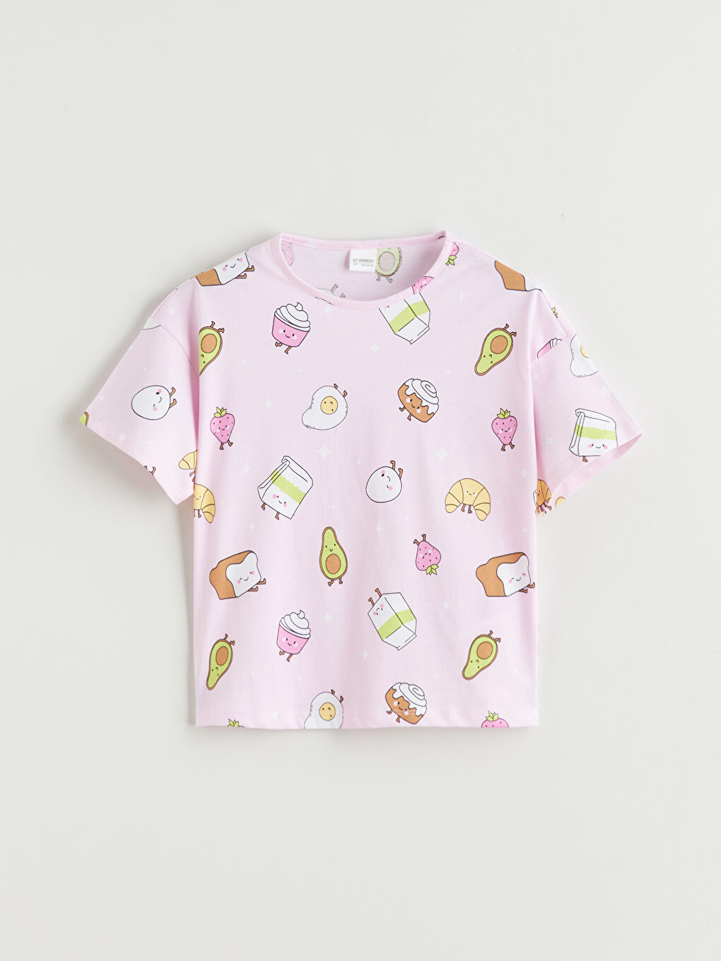 Pembe Baskılı Kız Çocuk Şortlu Pijama Takımı-1