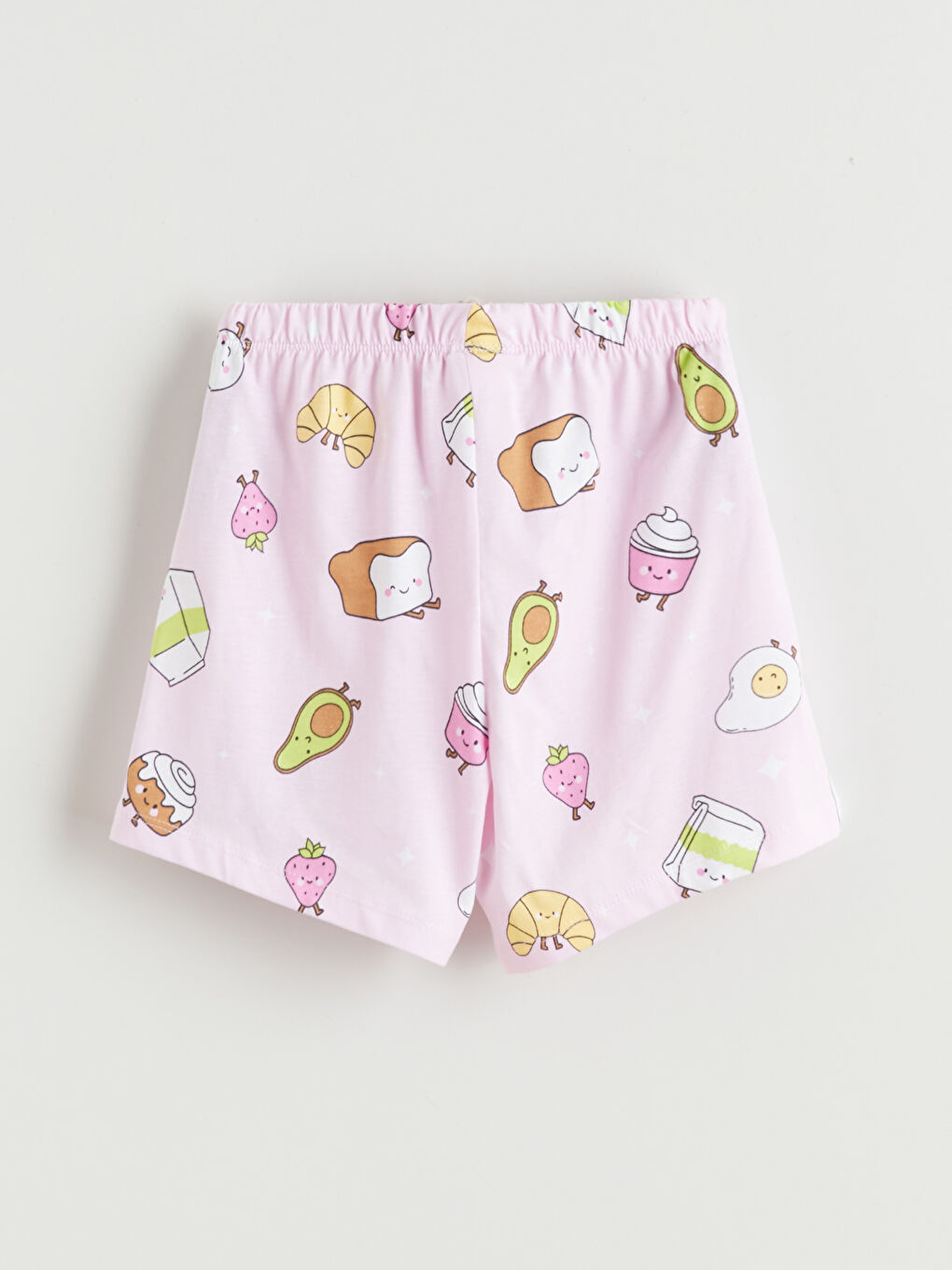 Pembe Baskılı Kız Çocuk Şortlu Pijama Takımı-4
