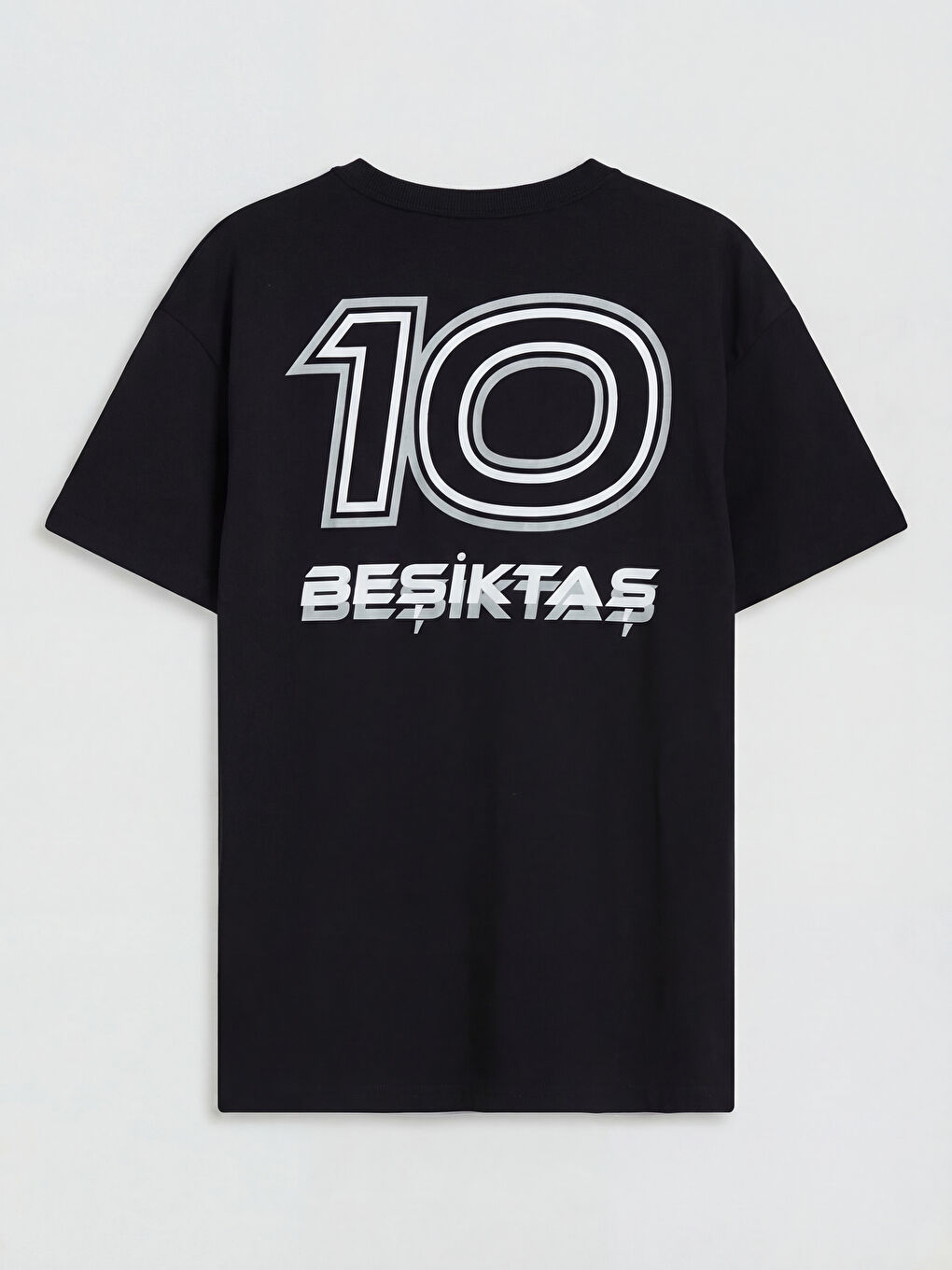 Siyah Bisiklet Yaka Beşiktaş Baskılı Erkek Çocuk Tişört-2