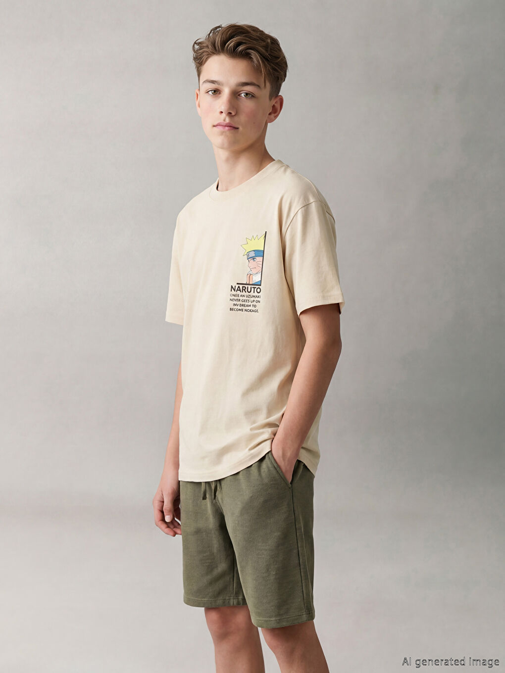 تي شيرت أولادي بياقة دائرية مرخّص من ناروتو